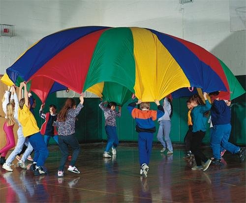 24' Rainbow Play Parachute for Kids - Colorful Outdoor Games & Group Activities - Perfect for Birthday Parties, Gym Class & Team Building Exercises