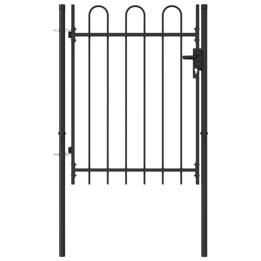 Decorative Black Metal Garden Fence Gate - 3.3'x3.9' Arched Top Steel Yard Fencing for Outdoor Landscape, Backyard Privacy & Garden Protection | Perfect for Patio Borders, Flower Beds & Property Boundaries