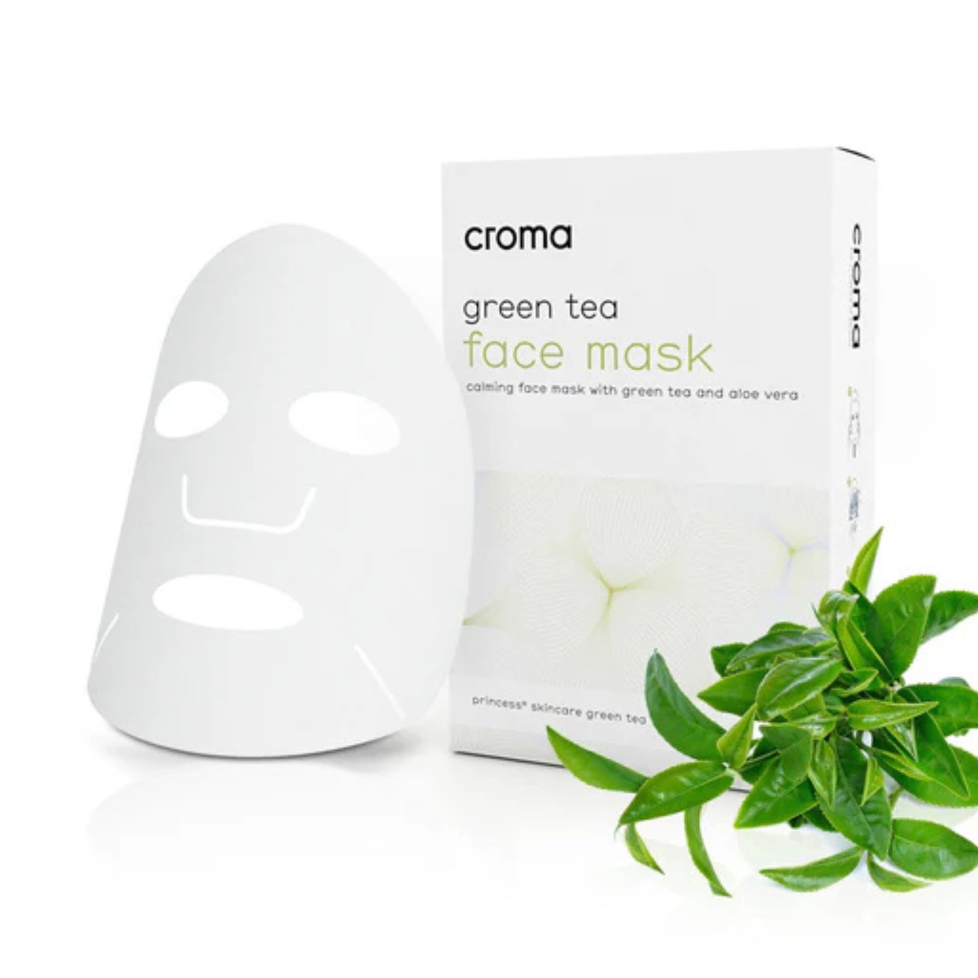 CROMA Hydrating Face Mask with Aloe Vera & Green Tea - Soothing Skin Treatment for Dry & Sensitive Skin - Pack of 8 Sheet Masks - Perfect for Spa Night, Travel & Post-Workout Skincare Routine