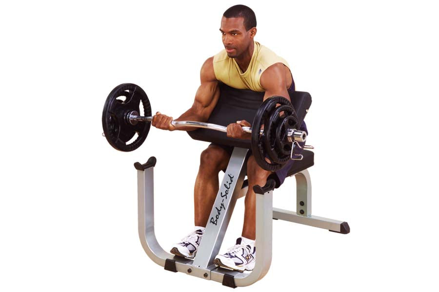 Body Solid GPCB329 Preacher Curl Bench for Biceps Workout - Home Gym & Commercial Use Strength Training Equipment