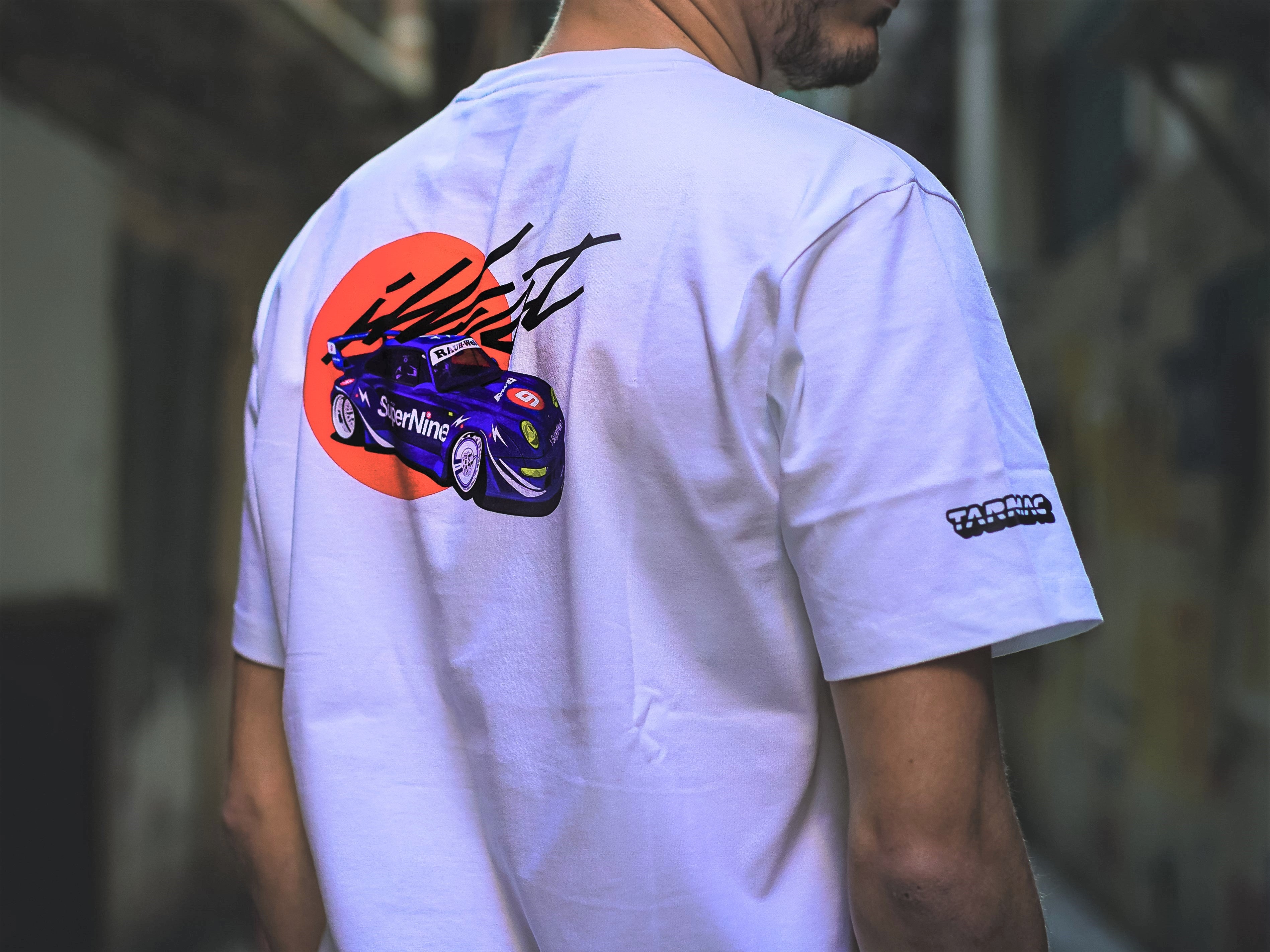 Illest x Tarmac Works Collaboration T-Shirt - RWB 993 SuperNine White - Streetwear & Car Enthusiast Fashion for Casual Wear