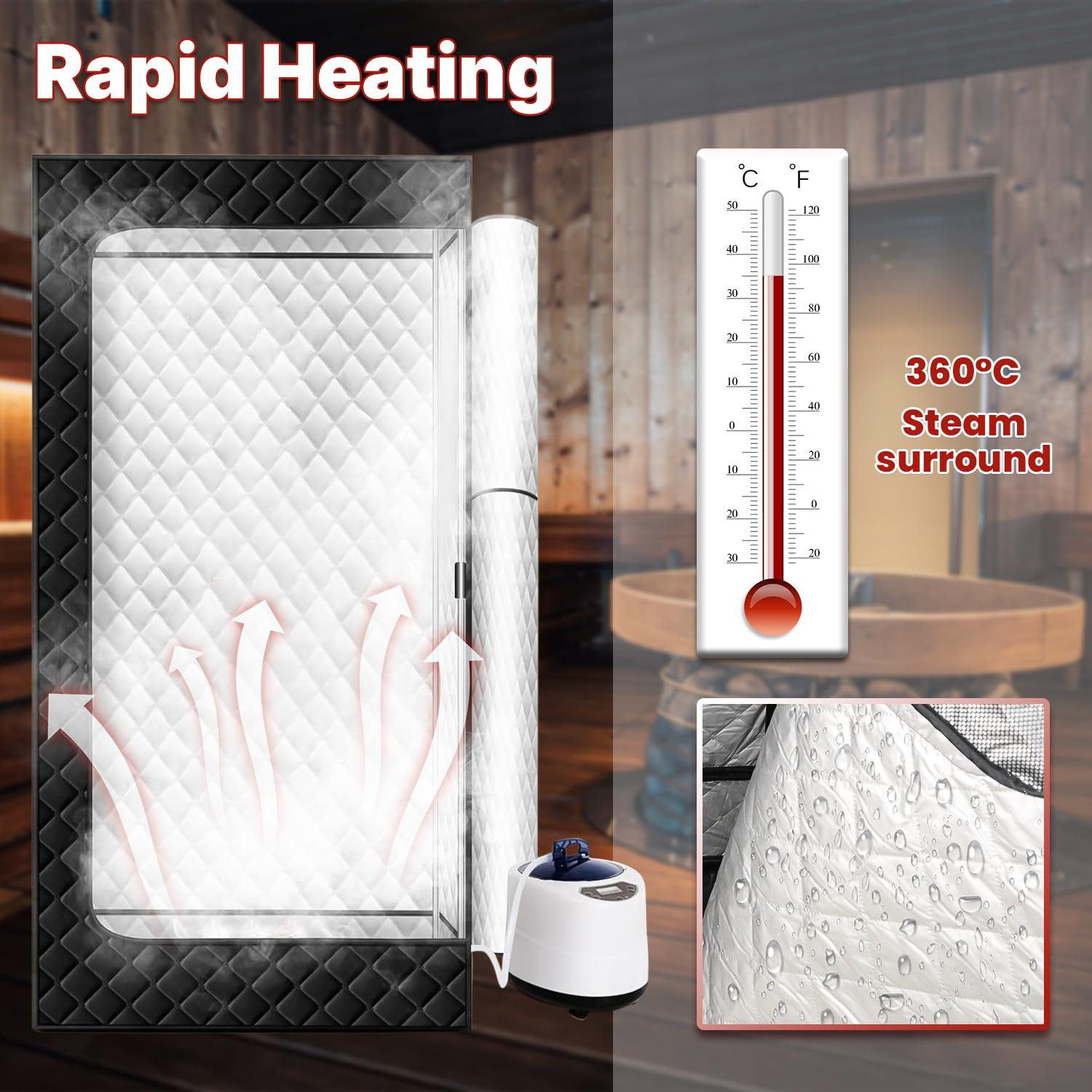 Portable Steam Sauna Tent for Home - 2.6L Steamer with Remote Control, Foldable Chair, 9 Heating Levels & 99-Minute Timer (31.5