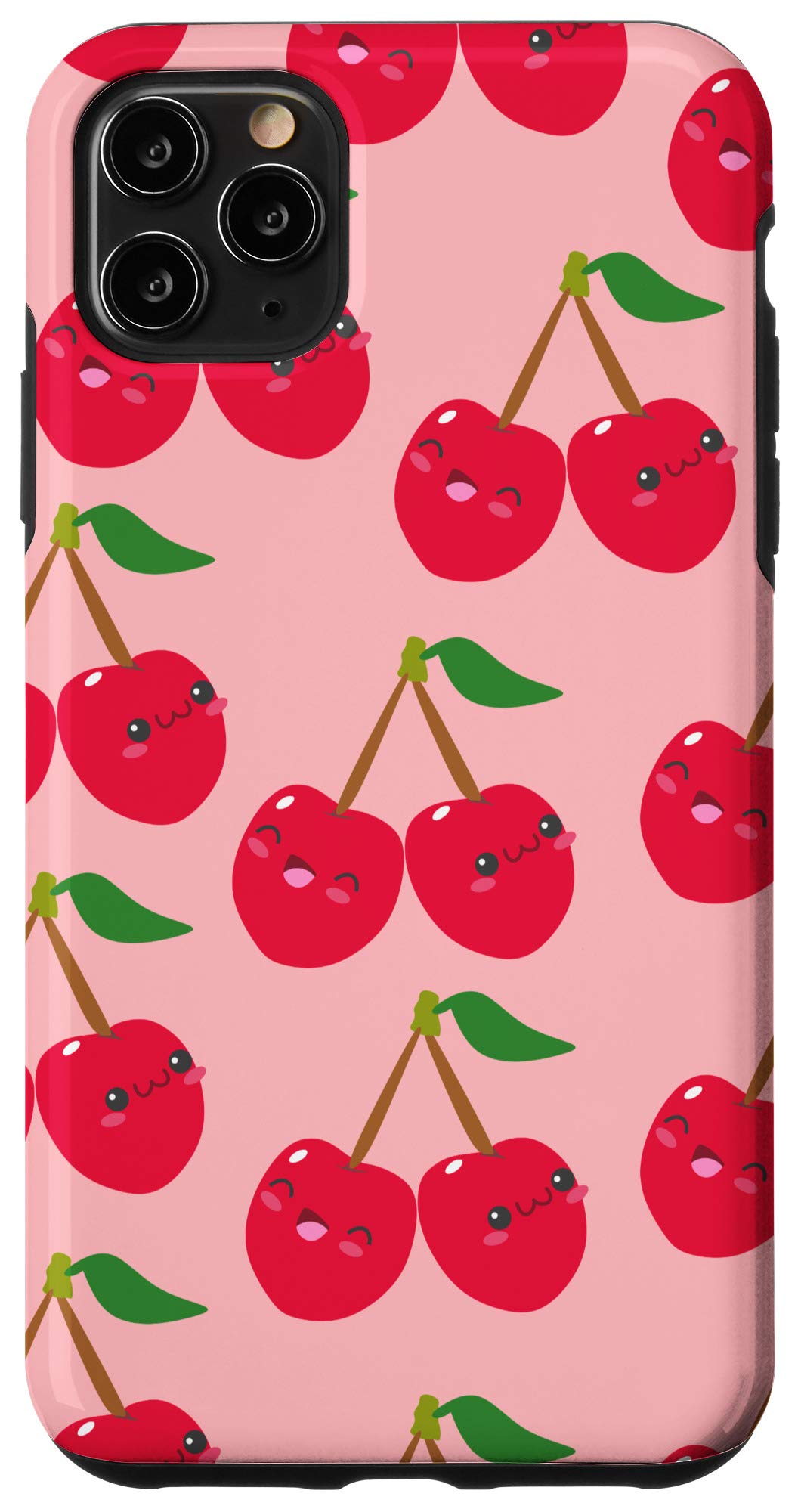 Cute Cherry Fruit iPhone 11 Pro Max Case - Pink Background Protective Cover for Women Girls - Perfect for Everyday Use, Travel & Photo Shoots