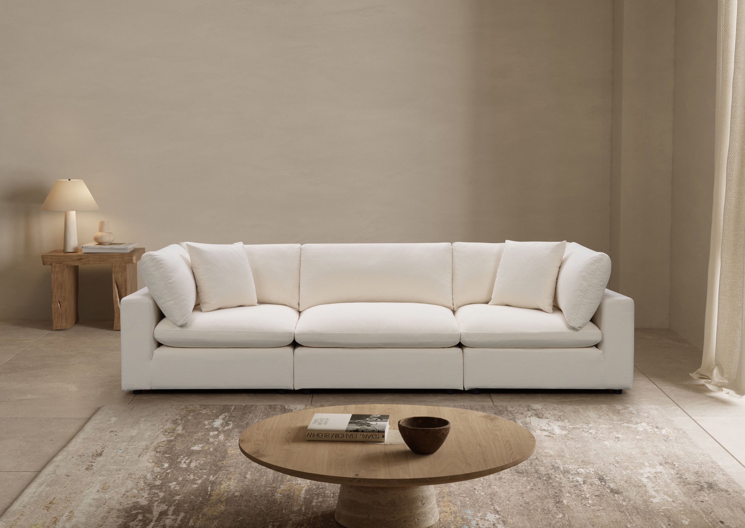 Cali Modular 3-Seater Sofa in Sol Ivory - Modern Sectional Couch for Living Room, Lounge & Apartment Decor
