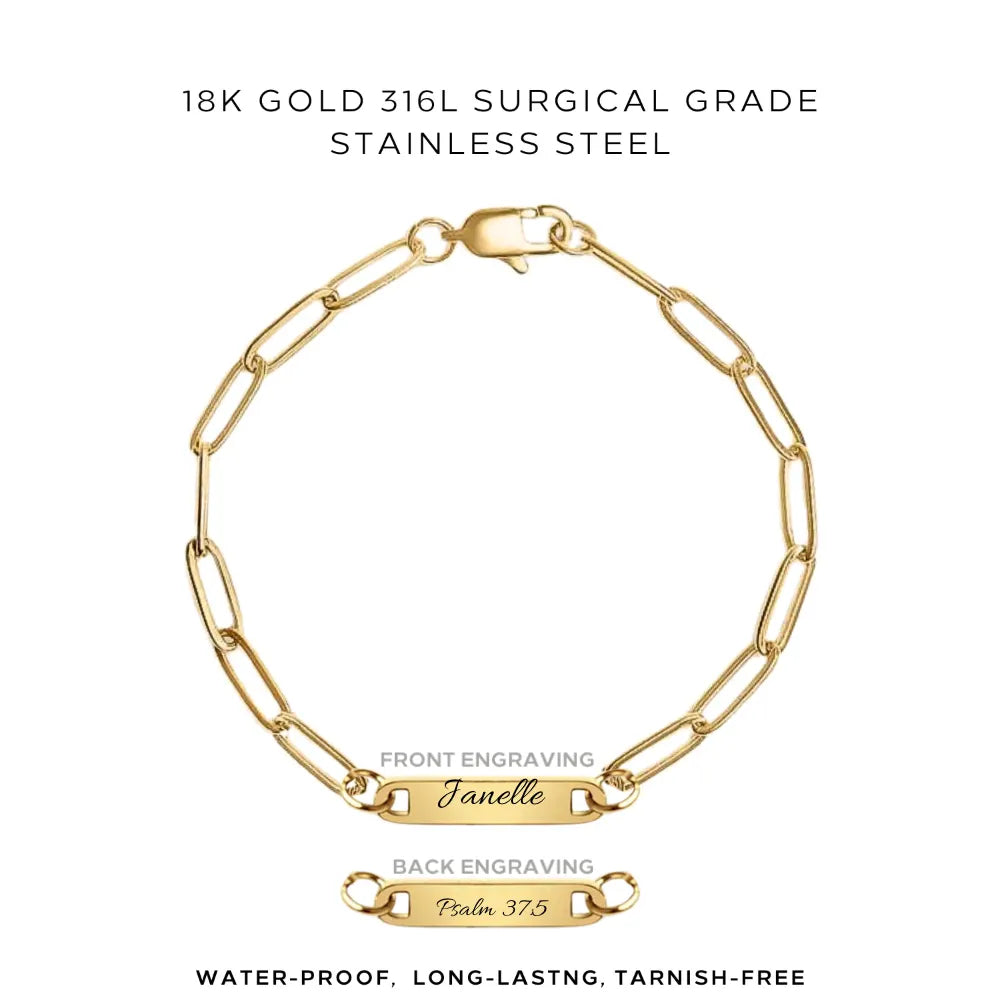 Personalized Engraved Paperclip Bracelet - Custom Name Jewelry Gift for Women - $37.00 - Perfect for Anniversaries, Birthdays & Special Occasions