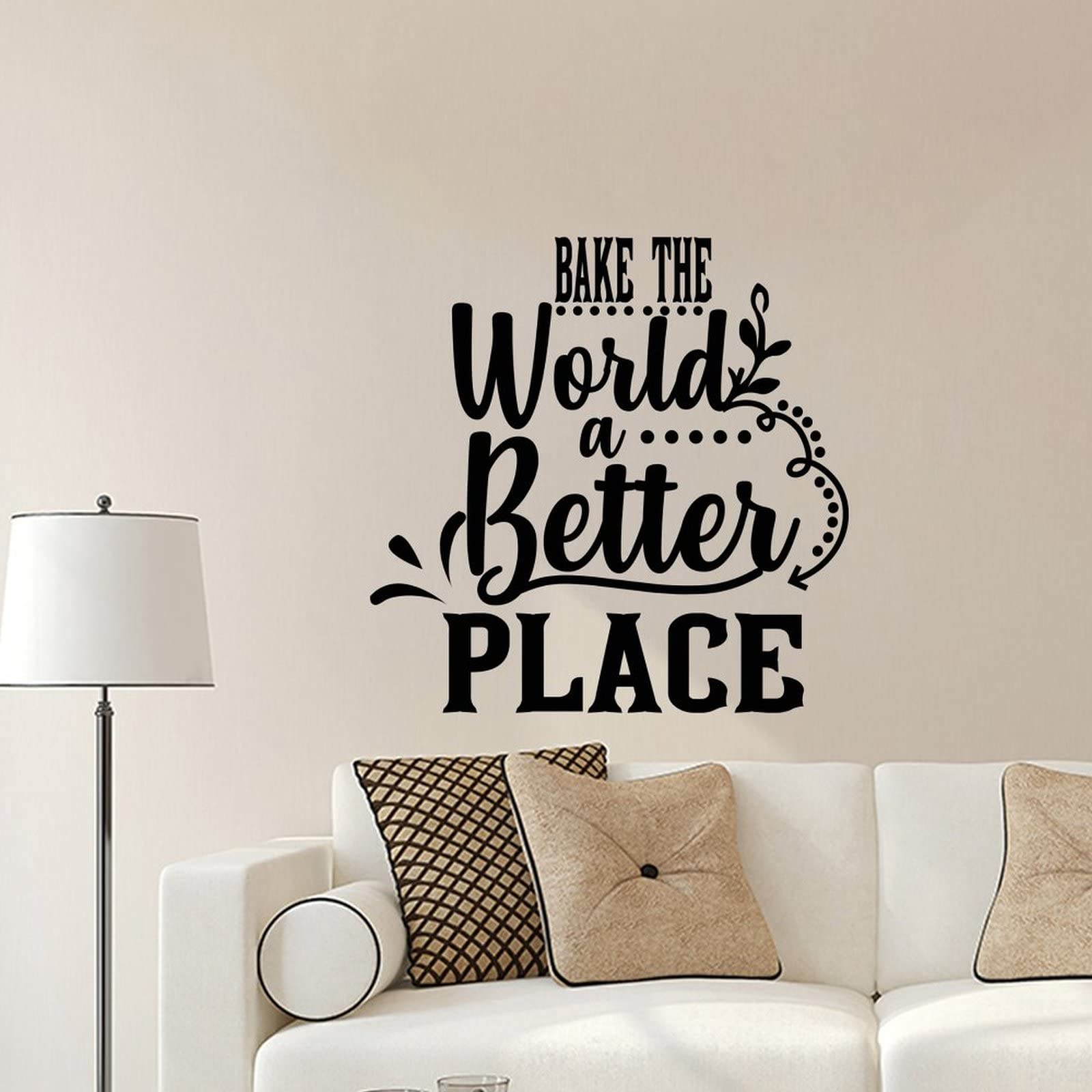 Bake The World A Better Place Wall Decals - 22 Inch Inspirational & Motivational Vinyl Stickers for Bedroom, Living Room, Kitchen Decor - Perfect for Home, Office & Dorm Room Wall Art