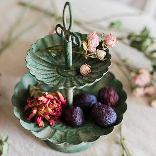 RusticReach Green Iron Two-Tier Decorative Tray for Home & Kitchen - Perfect for Organizing Jewelry, Keys, or Displaying Small Decor Items on Coffee Tables and Vanities