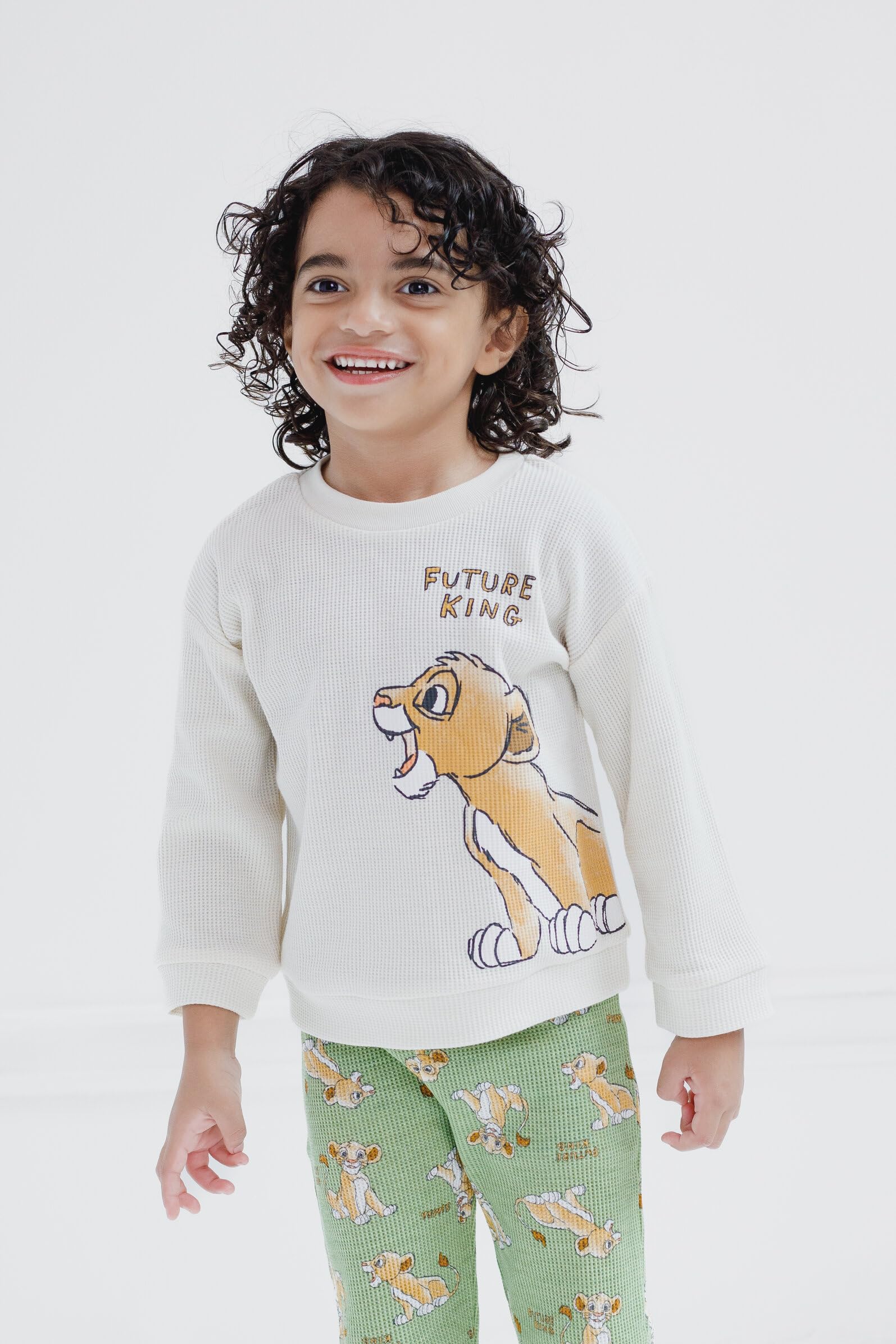 Disney Waffle Knit Pullover Sweatshirt & Jogger Pants Outfit Set for Babies & Toddlers (0-3M-5T) - Soft Cotton Lounge Wear for Newborns & Kids - Perfect for Playtime, Family Photos & Cozy Outings