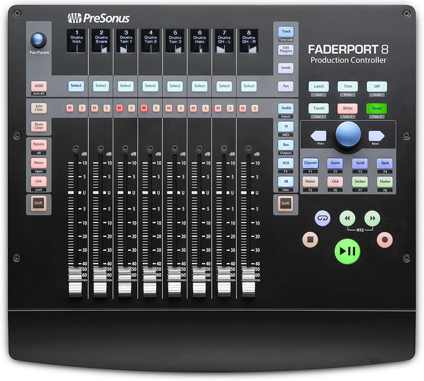 PreSonus FaderPort 8 8-Channel USB Audio Mixer Controller with Motorized Faders - Professional Studio Recording & Music Production Equipment (Includes Wireless Earbuds) - Perfect for Home Studios, Podcasting & Live Streaming
