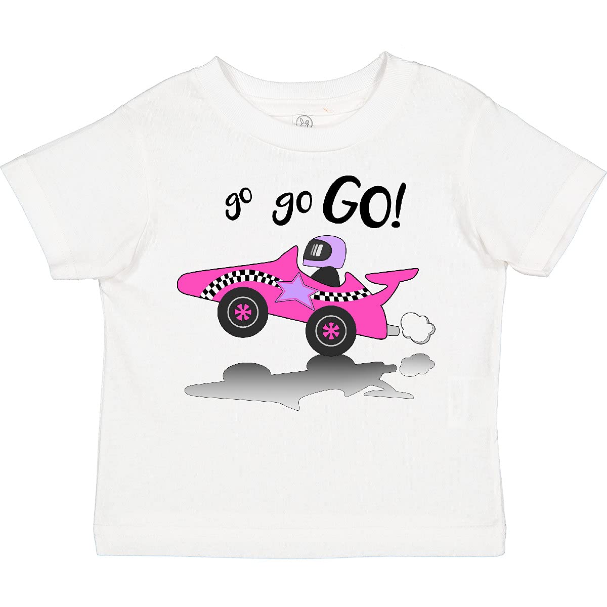 Inktastic Go Go Go Pink Racing Car Toddler T-Shirt - Cute Graphic Tee for Boys & Girls - Perfect for Playdates, Birthday Parties & Everyday Fun
