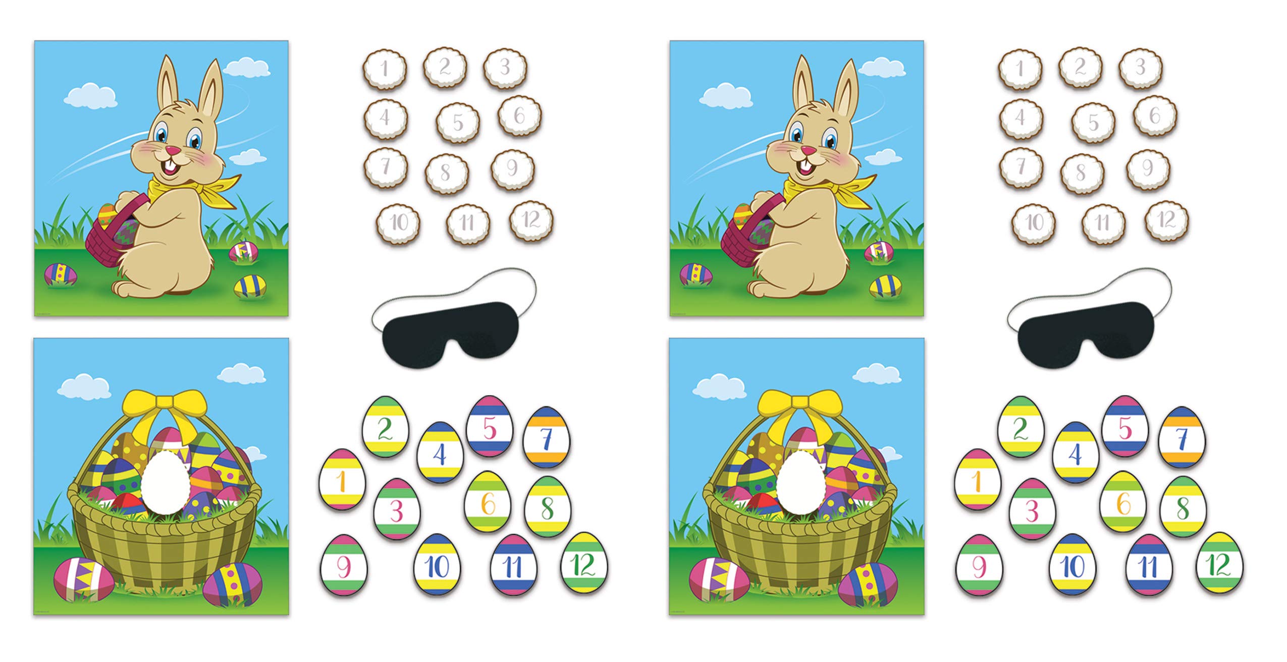 Beistle Easter Party Games Set with Inflatable Bunny Ears Ring Toss - Fun Easter Egg Hunt Activities for Kids & Family Indoor/Outdoor Celebration