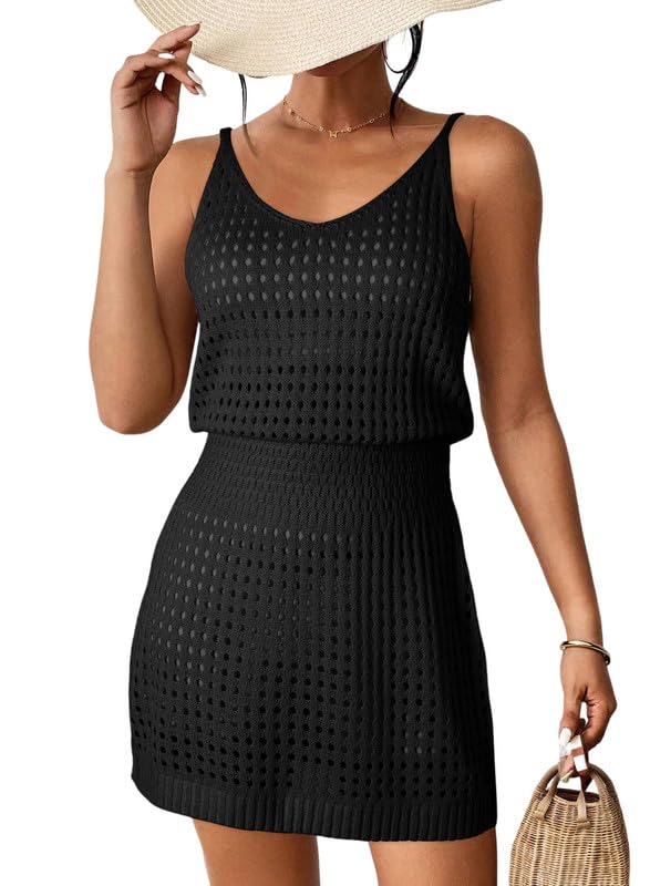 Dokotoo Women's Summer Crochet Hollow Out Knit Beach Cover Up - Lightweight Bathing Suit Swimwear Cover, Cruise Outfit & Vacation Dress for Pool, Beach & Tropical Getaways 2025
