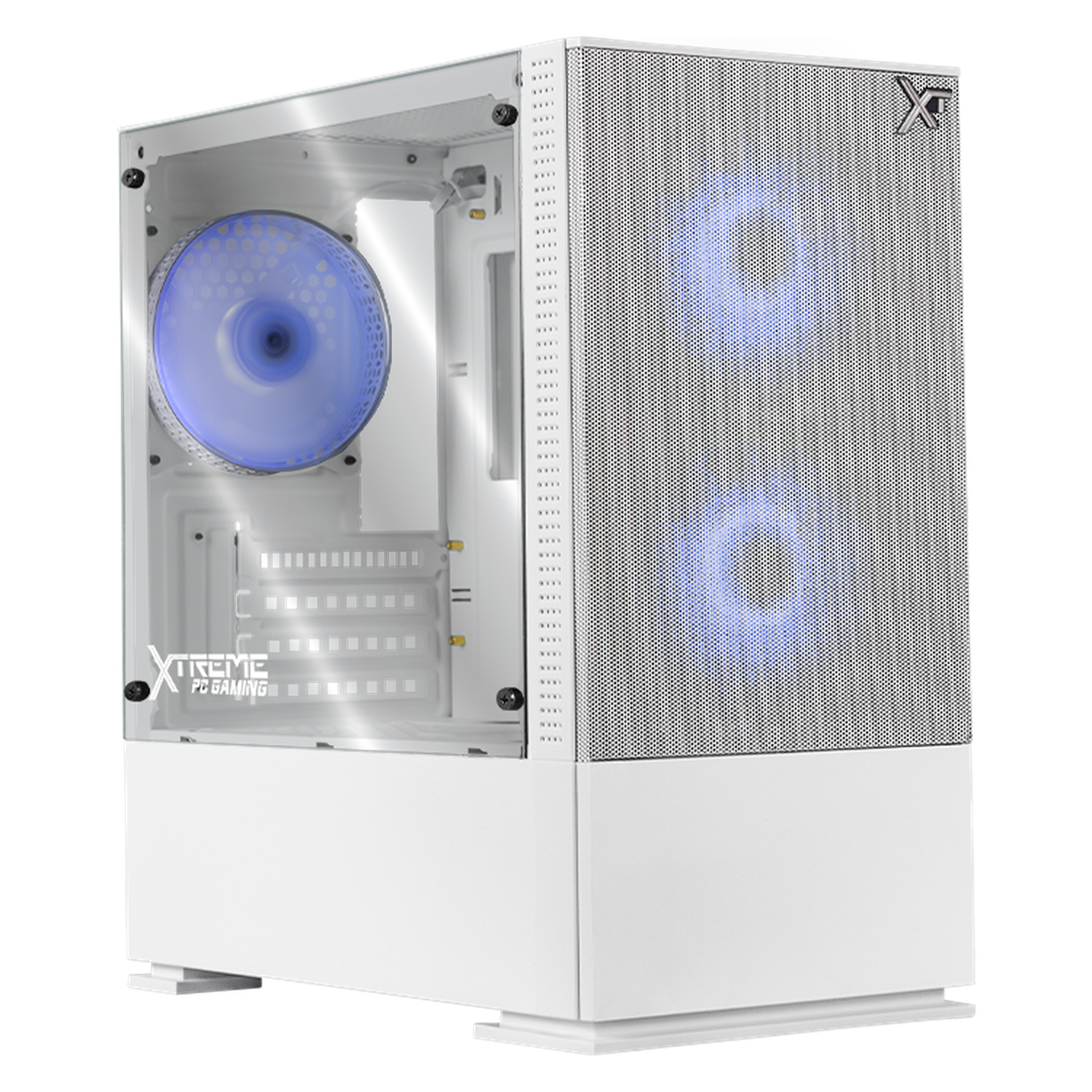 XTREME Gaming PC Case - Micro ATX Tower with 3 ARGB Fans, Tempered Glass & Mesh Front Panel for Optimal Airflow - White | Perfect for Compact Gaming Setups & High-Performance Builds