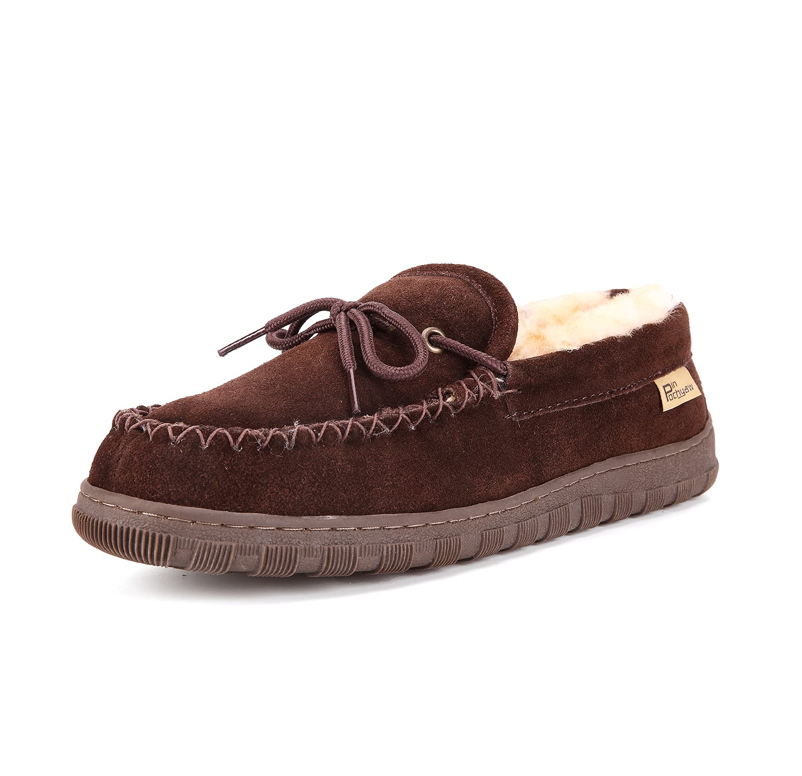 Pinpochyaw Men's Suede Moccasin Slippers - Indoor/Outdoor House Shoes for Men - Comfortable & Durable - Perfect for Home, Garden, and Casual Wear