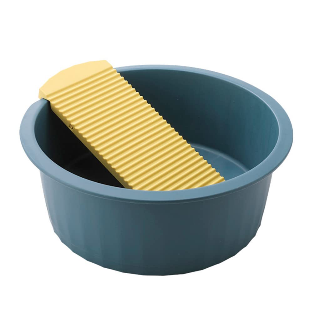 Gadpiparty Plastic Washboard Basin - Non-Slip Hand Washing Tub with Built-in Washboard for Delicates, Laundry & Small Items (Blue) | Perfect for Camping, Apartments & Eco-Friendly Hand Washing