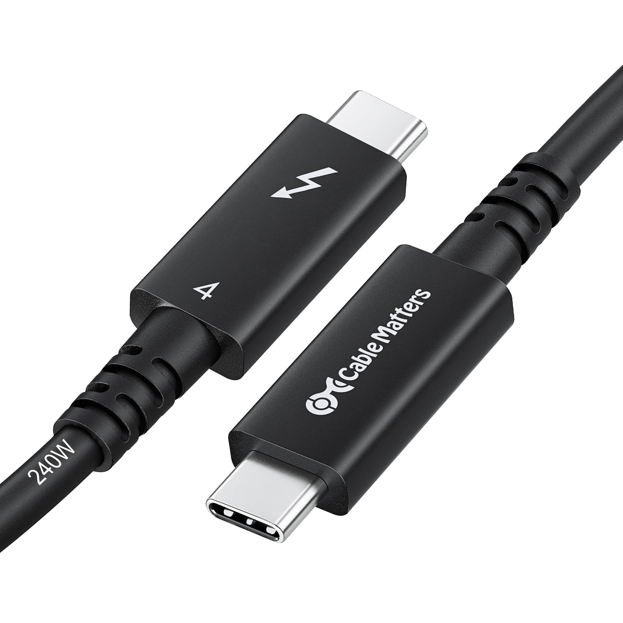 Intel Certified Thunderbolt 4 Cable 40Gbps 2m Active USB-C Cable with 240W Charging & 8K Video - Compatible with USB4, Thunderbolt 3 - Ideal for MacBook Pro, Dell XPS, Gaming Laptops & High-Speed Data Transfer