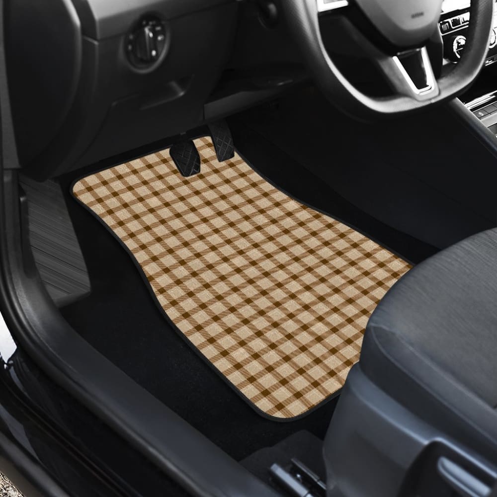 Premium Brown Buffalo Plaid Car Floor Mats - Heavy Duty All-Weather Protection for Trucks, SUVs & Vehicles - Perfect for Winter, Road Trips & Daily Commute