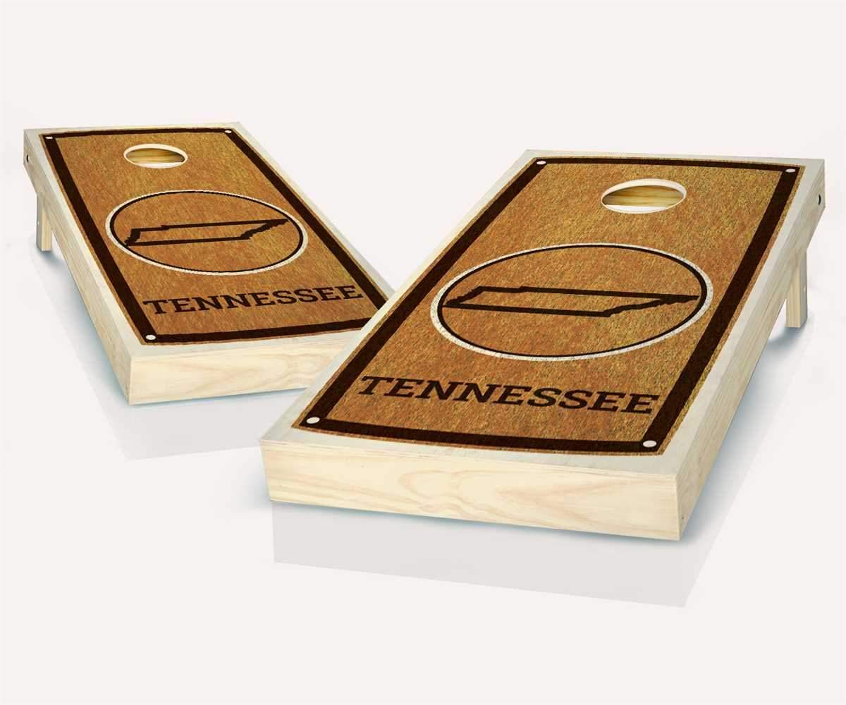 Premium Tennessee State Themed Cornhole Boards Set - 2 Stained Wood Boards & 8 Bean Bags - Customizable Accessories for Tailgating, Backyard Games & Outdoor Parties