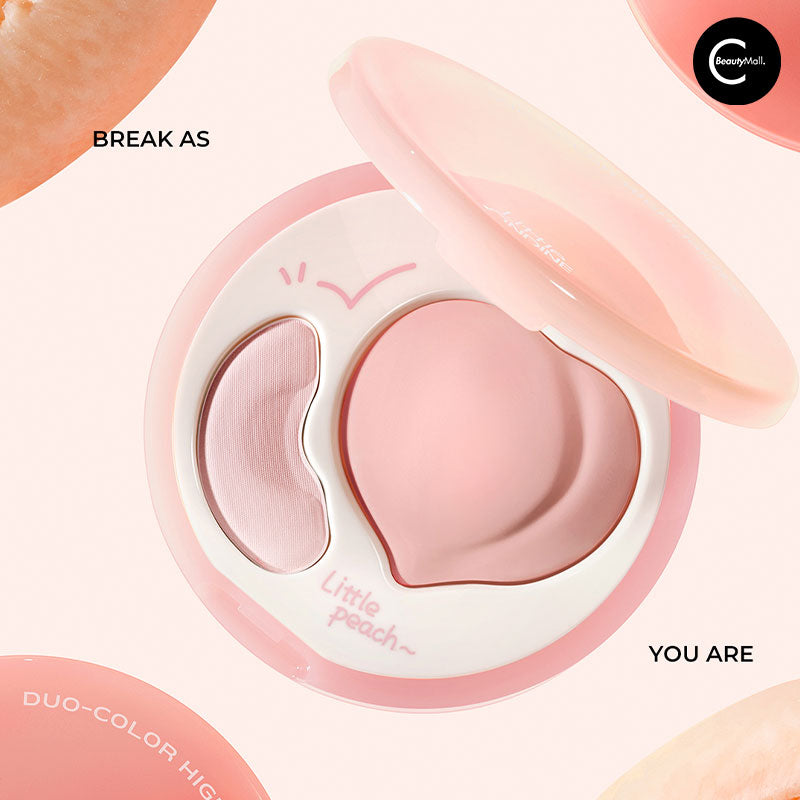 Little Ondine Peach Highlighter Duo - Natural Glow Makeup Set for Cheeks & Eyes | Perfect for Everyday Wear & Special Occasions