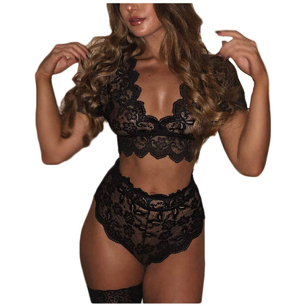Sexy Lace Hollow Out Underwear Set for Women - Plus Size Lingerie for Date Night & Romantic Occasions