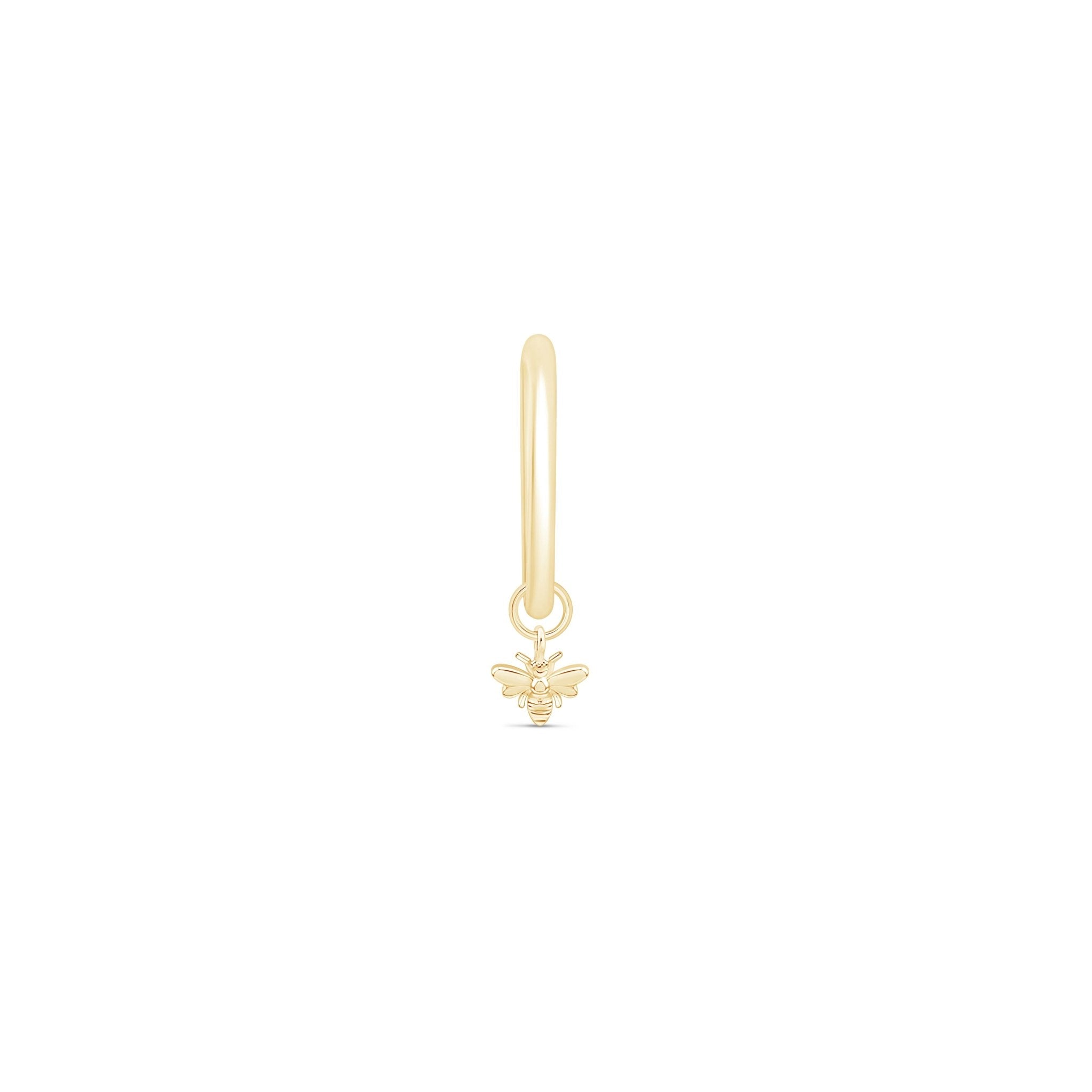 14K Yellow Gold Bee Charm Hoop Earrings - Dainty & Elegant Jewelry for Women, Perfect for Everyday Wear, Gifts & Special Occasions