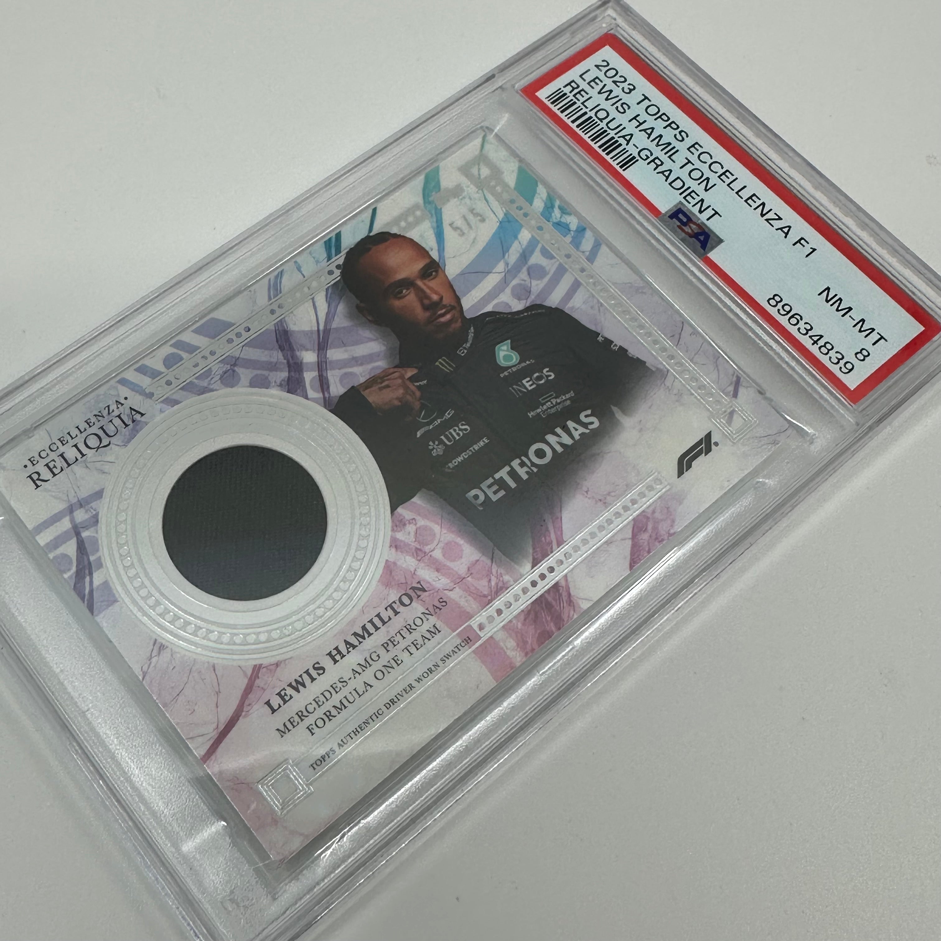 2023 Topps Eccellenza Lewis Hamilton Gradient Relic PSA 8 5/5 - Rare F1 Racing Memorabilia for Collectors & Sports Fans Display