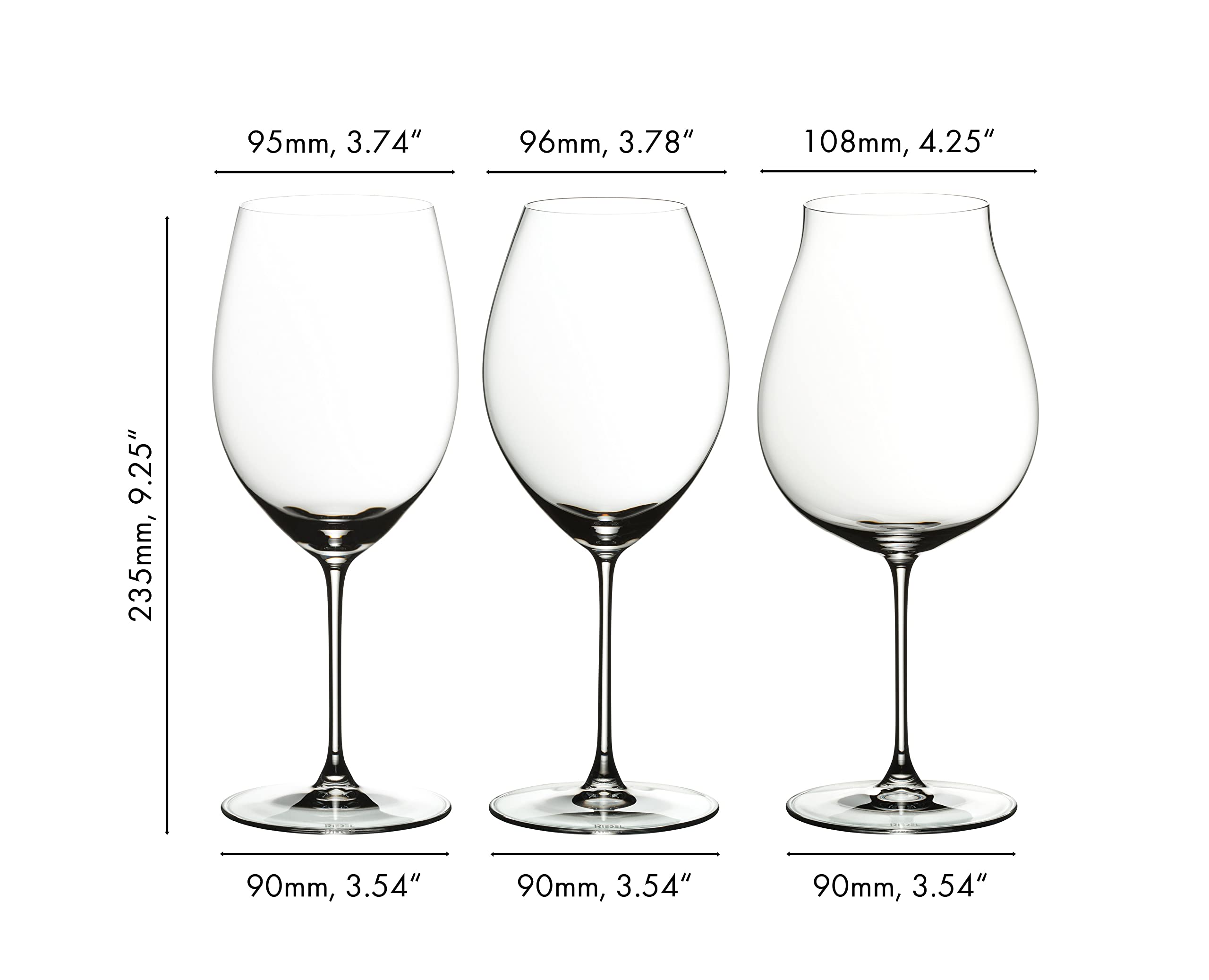 Riedel Veritas Red Wine Tasting Set of 3 Glasses - Premium Crystal Wine Glasses for Cabernet, Pinot Noir & Merlot - Perfect for Wine Tasting Parties & Fine Dining