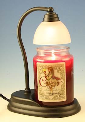 Courtney's Candles Candle Warmer Gift Set - Aromatic Cinnamon Apple Scented Candle with Aurora Black Candle Warmer Lamp for Home, Office, Spa & Romantic Gifts