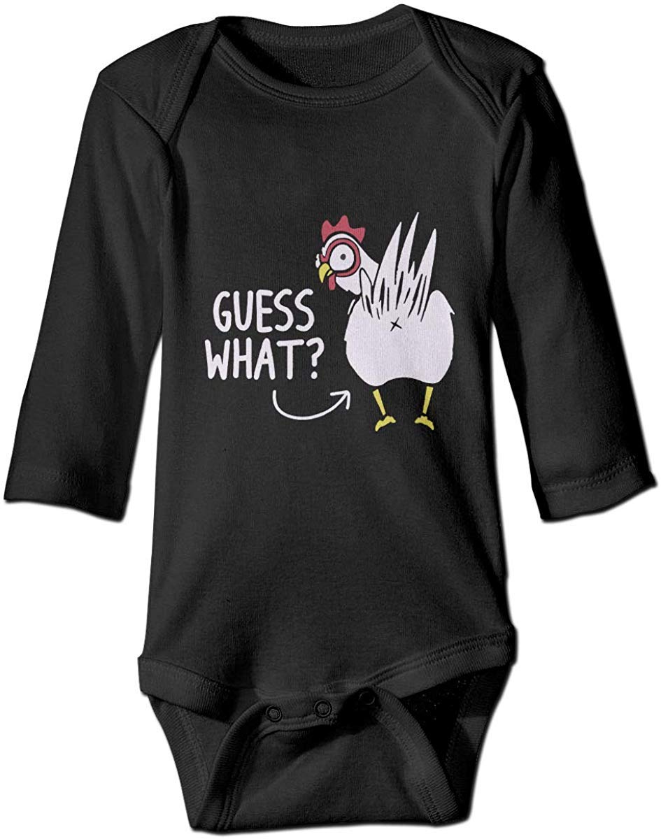 Guess What Chicken Butt Funny Baby Onesie - Long Sleeve Playsuit Outfit for Boys & Girls | Cute Infant Bodysuit for Playtime & Family Photos