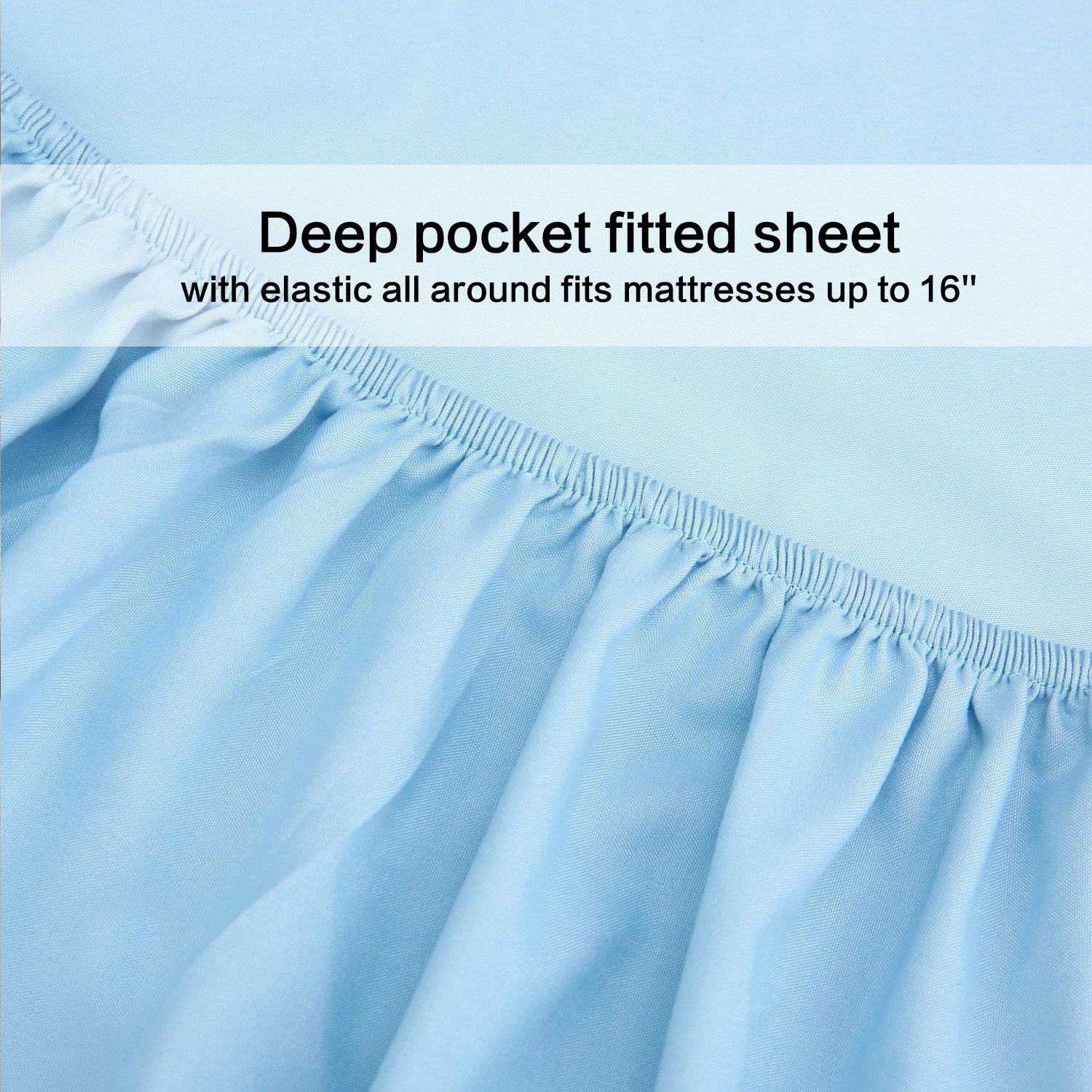 Luxury 4-Piece Queen Size Bed Sheet Set - 1 Flat Sheet, 1 Fitted Sheet & 2 Pillowcases - Ultra Soft Brushed Microfiber Bedding with Deep Pockets (Baby Blue) - Perfect for Master Bedroom, Guest Room & Dormitory Decor