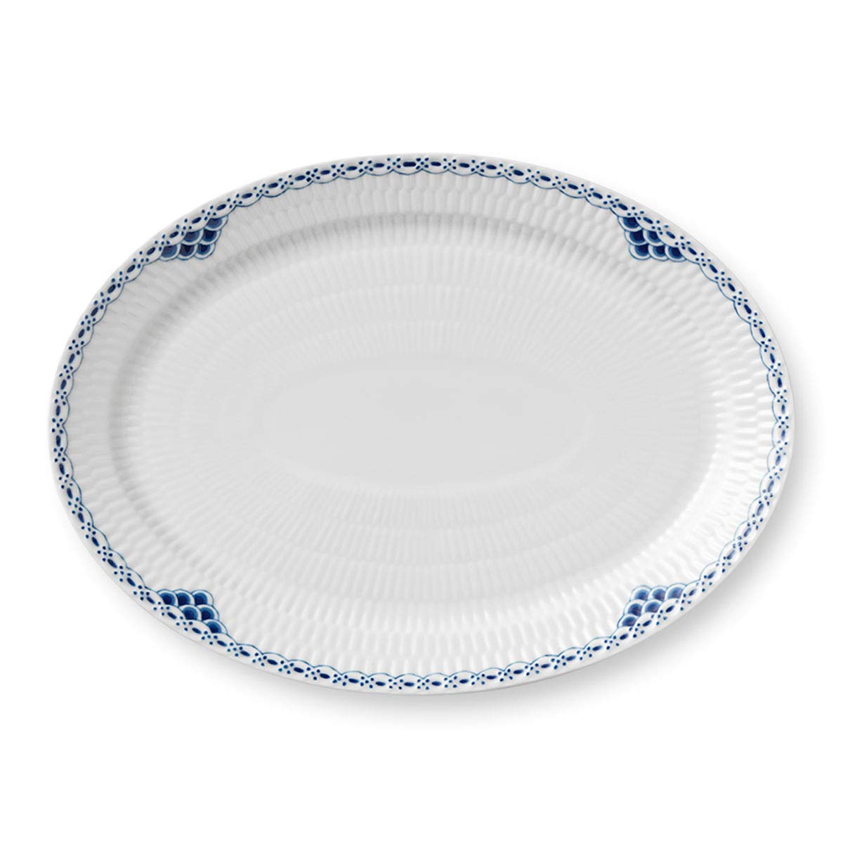 Royal Copenhagen 1016790 Princess Oval Dish Plate - 11 Inch (28 cm) Elegant White Porcelain Serving Platter for Fine Dining & Special Occasions