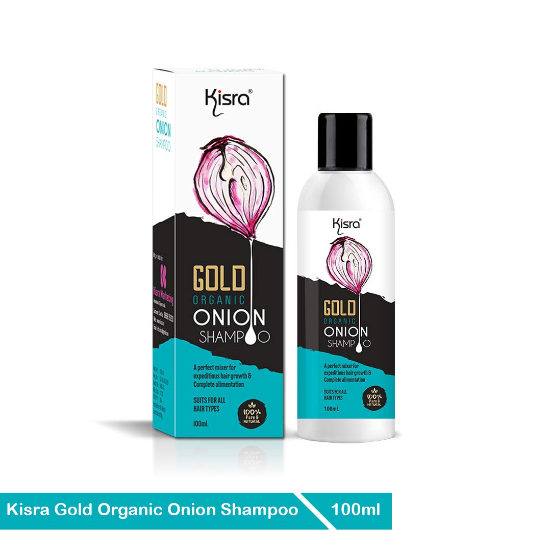 Kisra Gold Organic Onion Hair Oil & Shampoo Set - 100ml Hair Growth Treatment with 2x100ml Shampoo for Damaged Hair - Ultimate Hair Care Kit for Dry, Frizzy Hair & Scalp Nourishment - Perfect for Daily Use & Hair Repair Routine