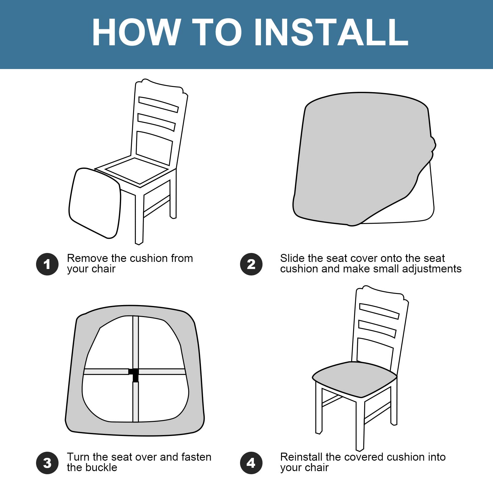 Waterproof Stretch Dining Room Chair Covers - 4 Pack Washable Removable Slipcovers for Kitchen & Dining Chairs (Leaves-Warm Gray) | Spill Protection & Home Decor Upgrade