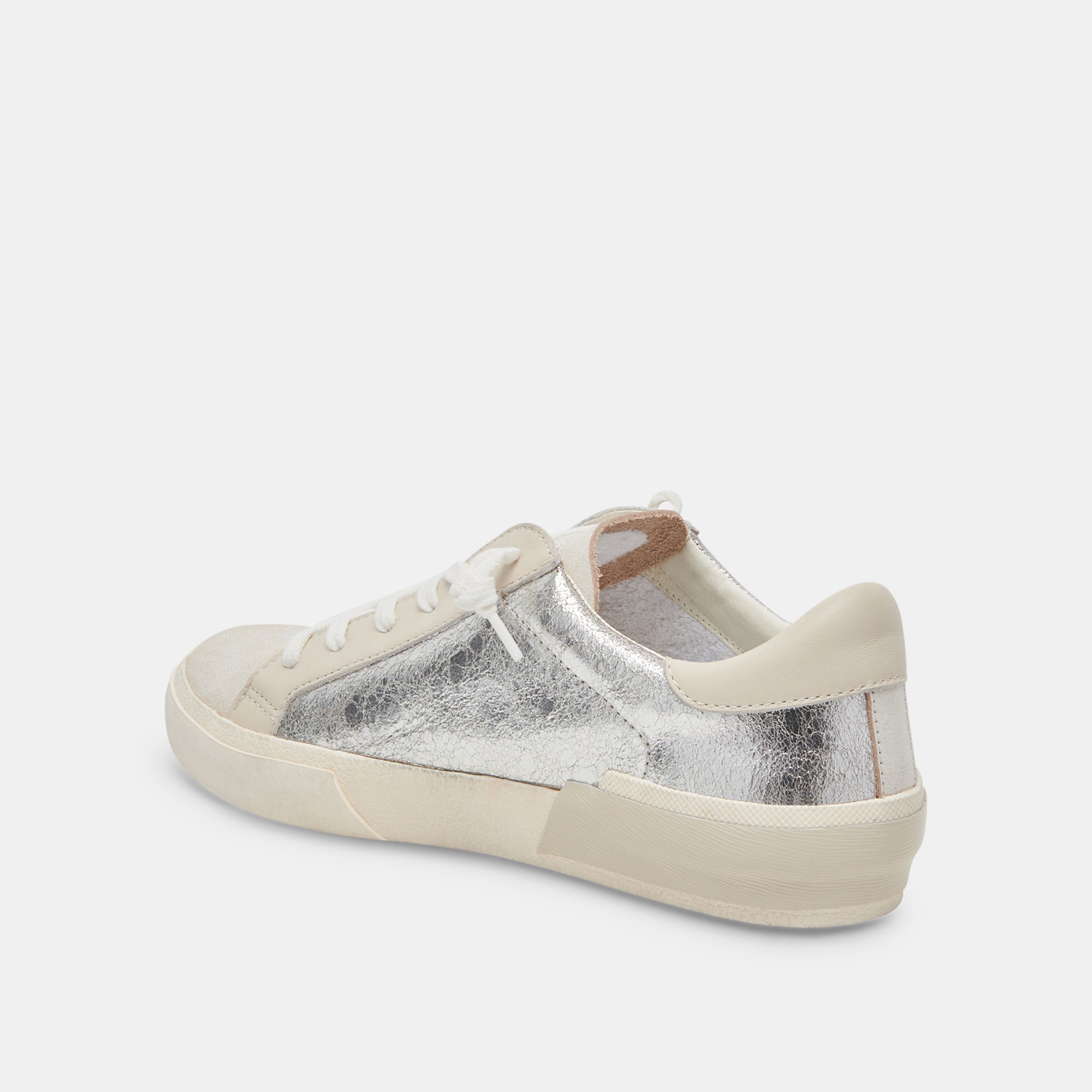 ZINA Distressed Leather Sneakers - Chrome Finish for Women | Stylish & Comfortable for Casual Wear, Work & Everyday Fashion