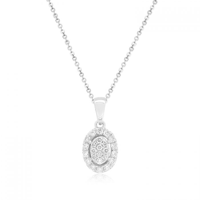 9ct White Gold Diamond Pendant Necklace - 1/4 Carat Brilliant Cut Diamond with 45cm Chain | Elegant Jewelry Gift for Women, Perfect for Anniversaries, Weddings & Special Occasions