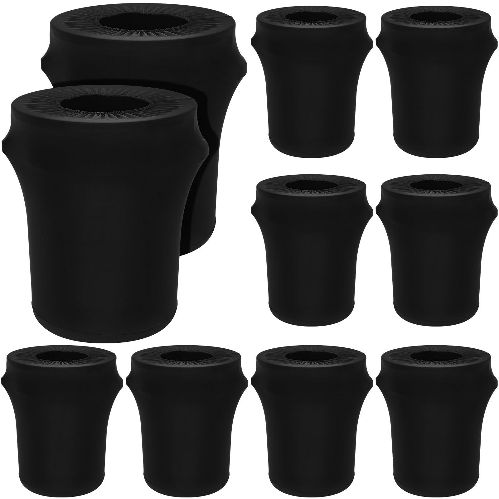 Tanlade 32 Gallon Stretch Trash Can Cover - Spandex Garbage Bin Liner for Indoor Kitchen & Outdoor Use - Fits Round Waste Containers (Black, 10 Pack) - Perfect for Parties, Camping & Home Organization