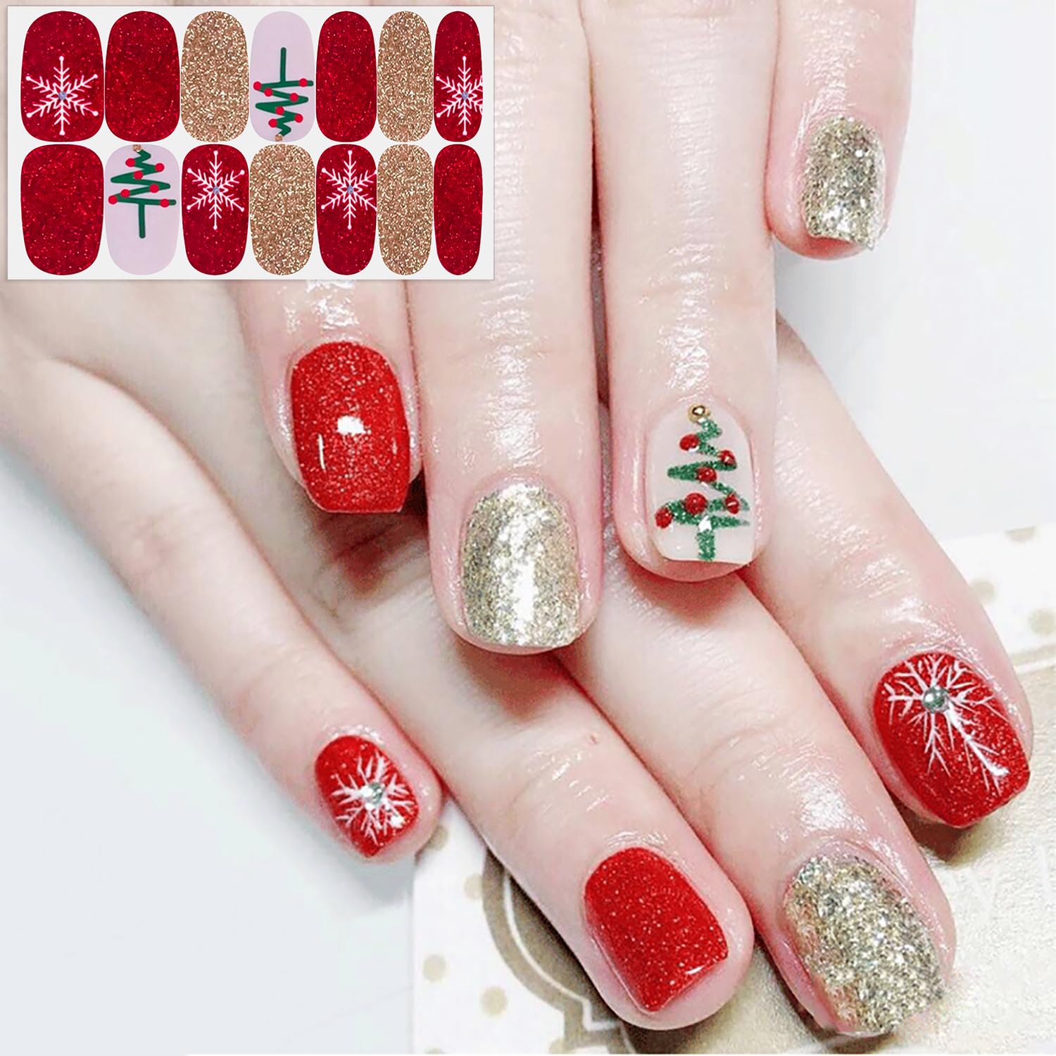 SILPECWEE 6 Sheets Christmas Nail Polish Strips for Women - Self-Adhesive Nail Wraps, Manicure Stickers with Nail File - Holiday Nail Art Accessories for Fingernails & Toes - Perfect for Parties, Gifts & Festive Nail Designs