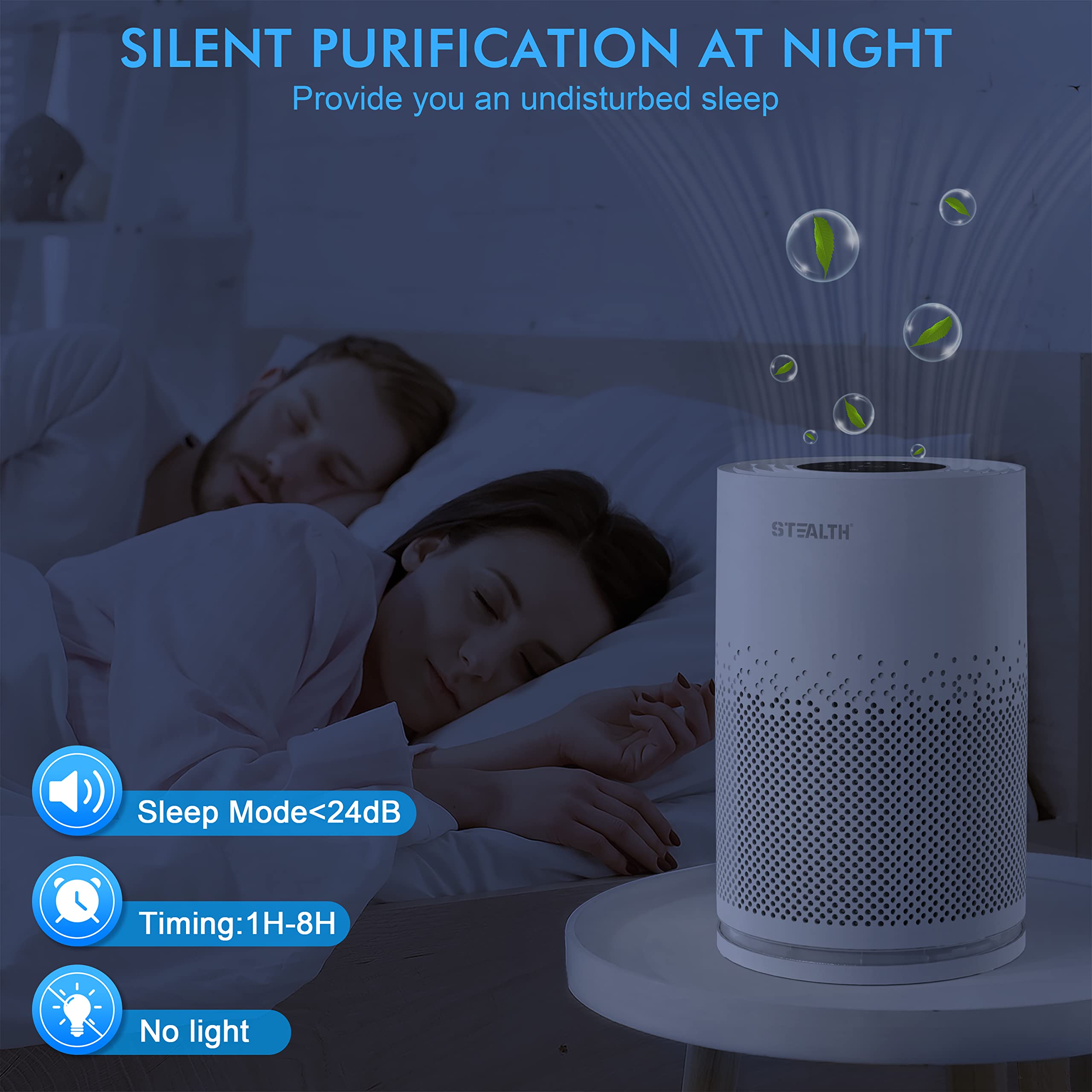 STEALTH H13 True HEPA Air Purifier for Home & Office - 323 sq.ft Coverage, Removes 99.97% of Dust, Smoke, Pet Dander, Odors - Quiet Desktop Air Cleaner for Bedroom, Living Room, Nursery (Model JAP230W) - Perfect for Allergy Sufferers and Pet Owners