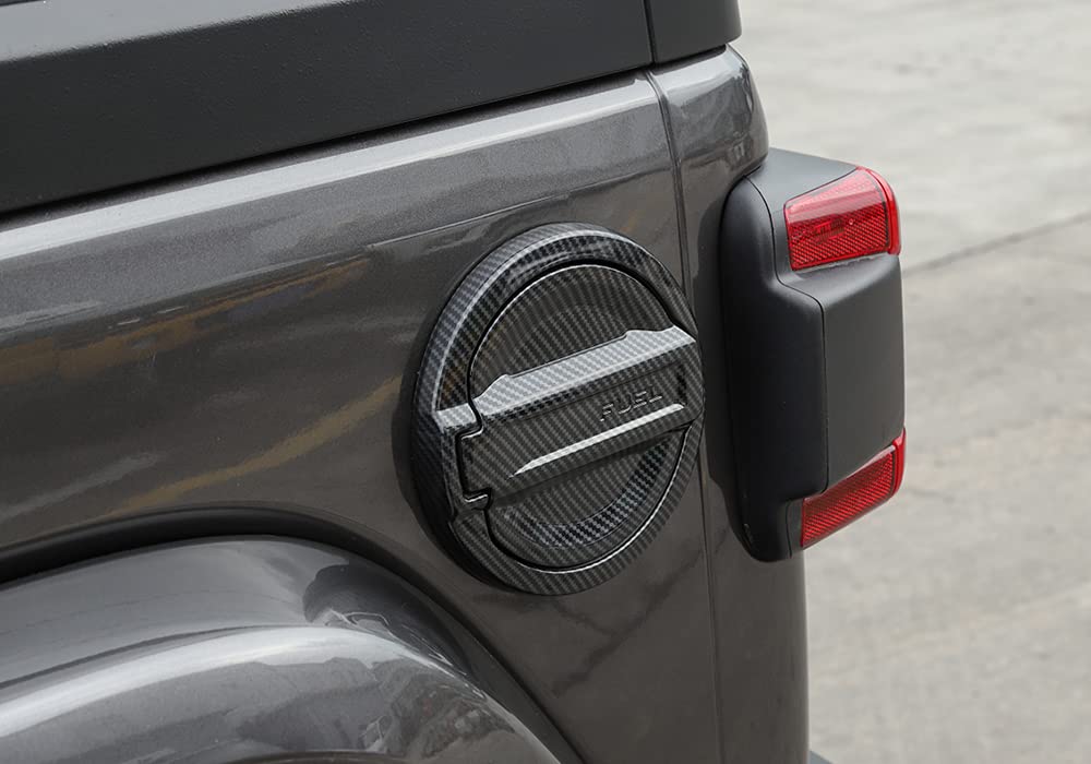 ABS Carbon Fiber Grain Fuel Door Gas Cap Cover for Jeep Wrangler JL 2018+ - Exterior Accessories & Trim Upgrade - Perfect for Off-Roading & Car Customization