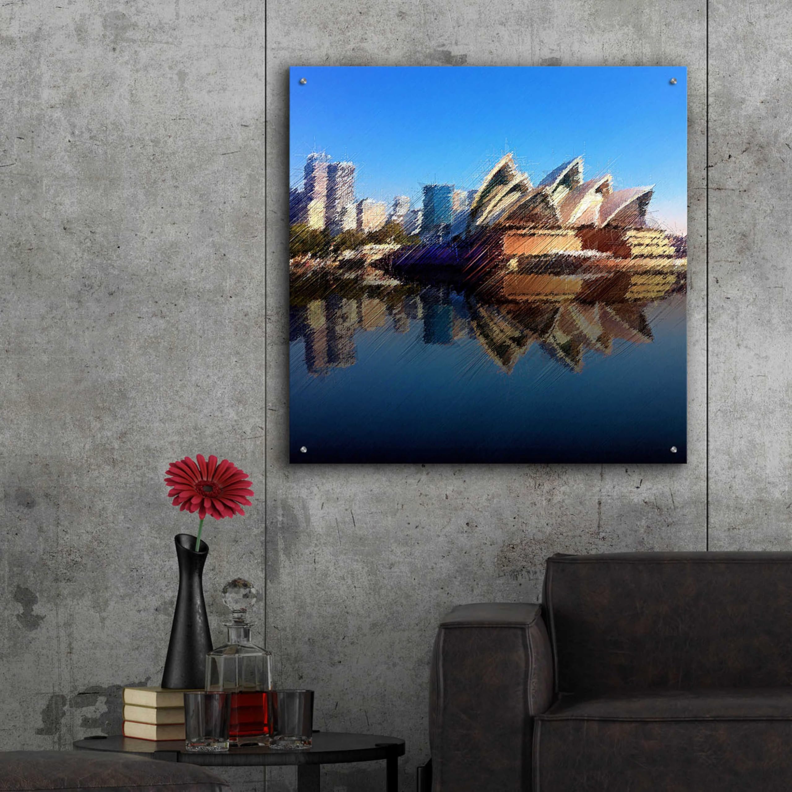 Epic Art 'The Opera House' by David Manlove - 36x36 Inch Acrylic Glass Wall Art - Modern Home Decor for Living Room, Bedroom & Office