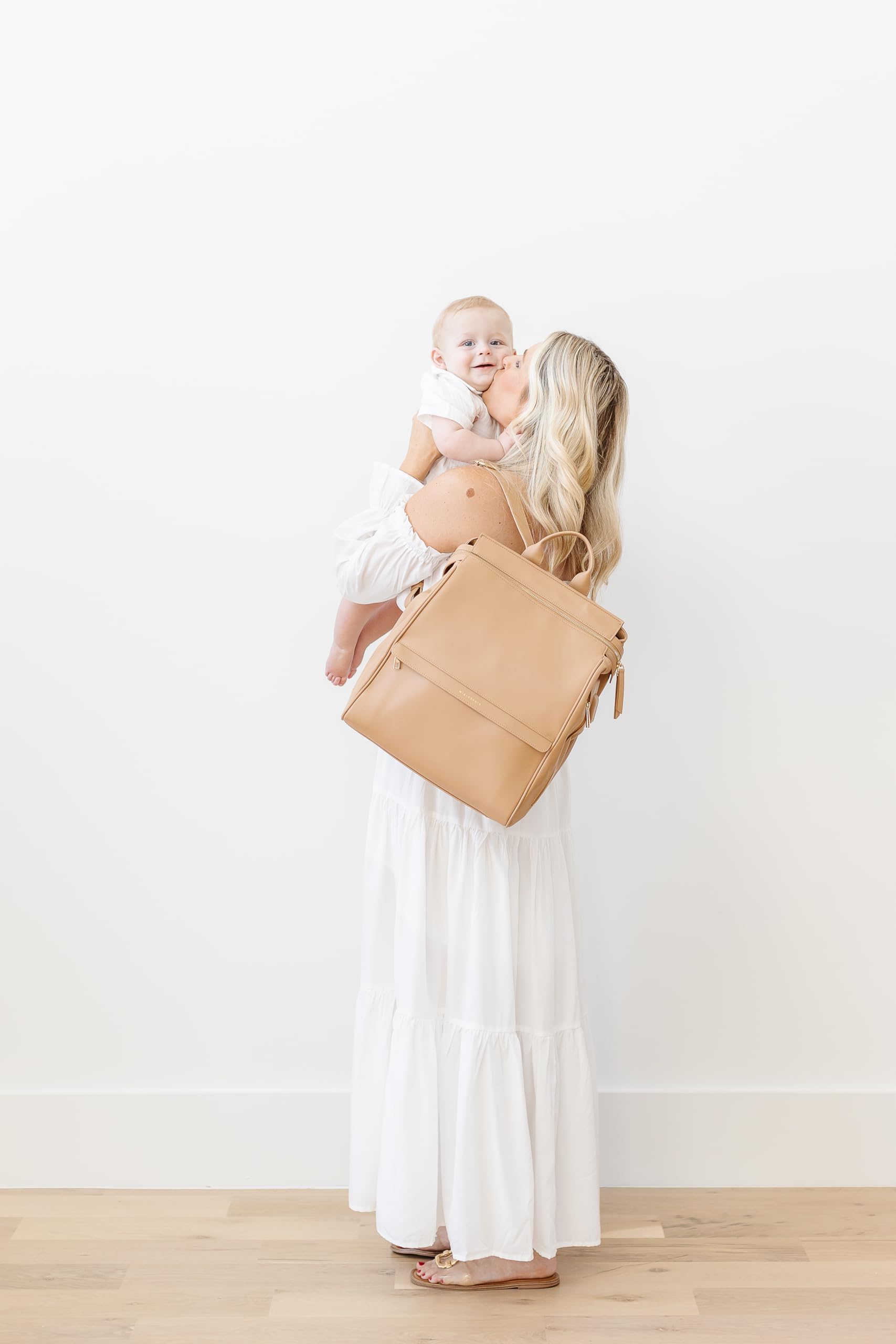 Premium Leather Diaper Bag Backpack with USB Charging Port, Insulated Bottle Pockets & Stroller Straps - Includes Changing Pad (Sophia Brown) | Perfect Baby Shower Gift & Hands-Free Parenting Essential for Travel, Park Outings & Daily Use