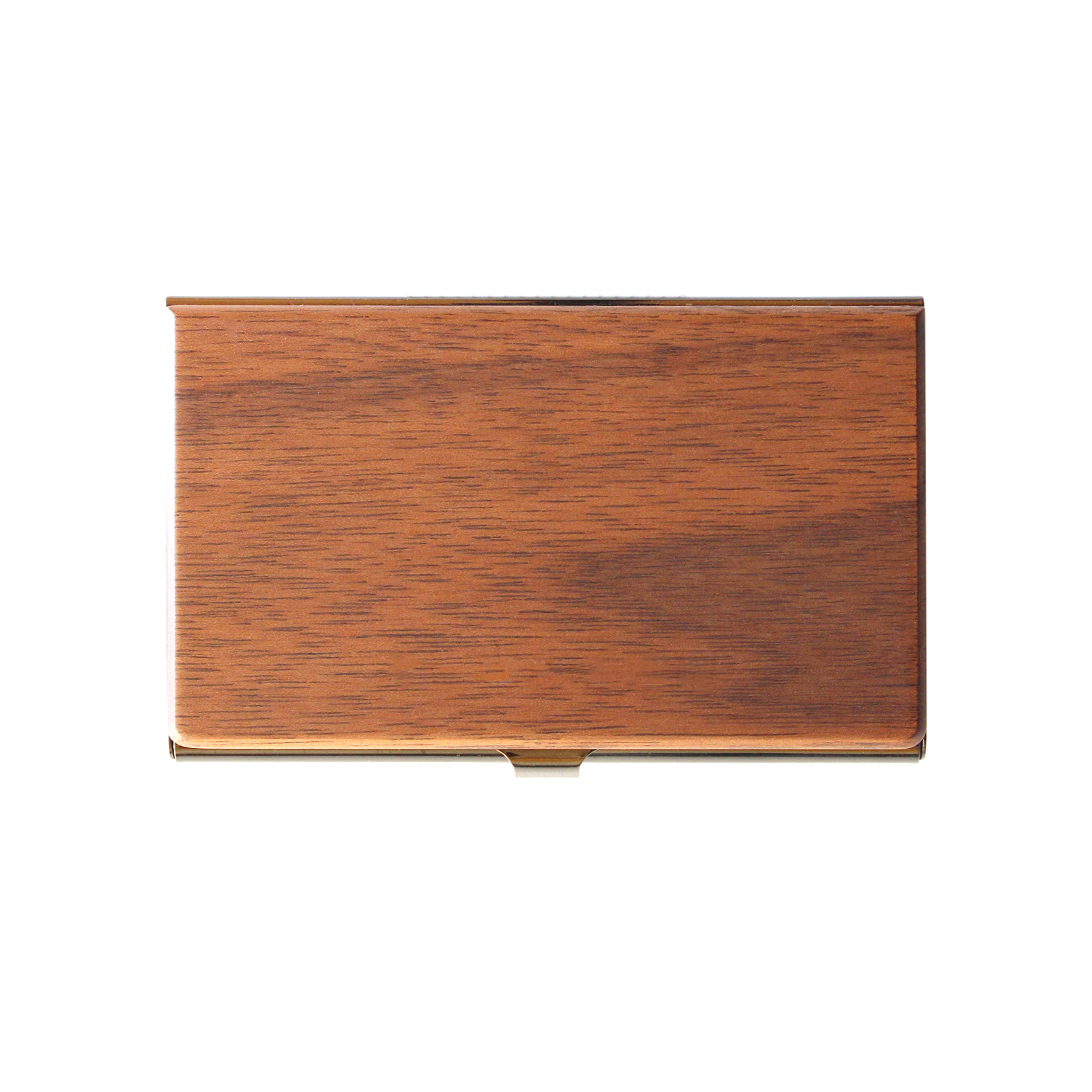 Premium Stainless Steel Business Card Holder with Walnut Wood Accent - Elegant & Durable Metal Card Case for Professional Networking, Corporate Gifts, and Business Meetings