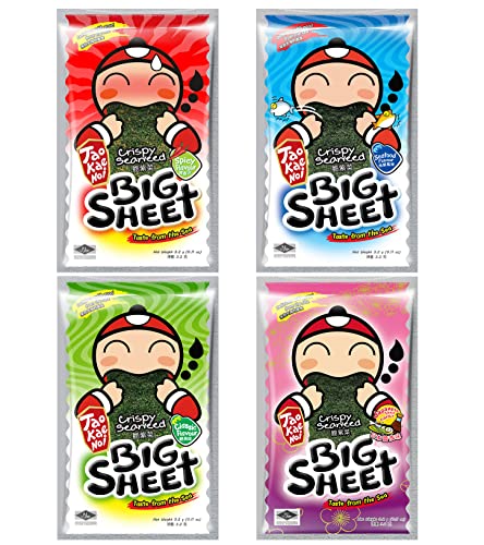 Crispy Seaweed Snack Sheets - Healthy On-The-Go Nori Snacks (Variety Pack of 4 Flavors) - 1.3oz (12 Sheets per Pack) - Perfect for Lunchboxes, Office Snacks & Keto Diet