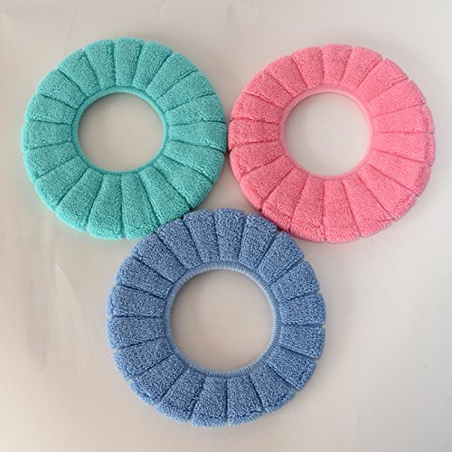 2-Pack Soft & Thicker Warmer Stretchable Washable Toilet Seat Covers - Plush O-Shaped Cushion Pads for Bathroom Comfort - Perfect for Cold Weather & Home Decor
