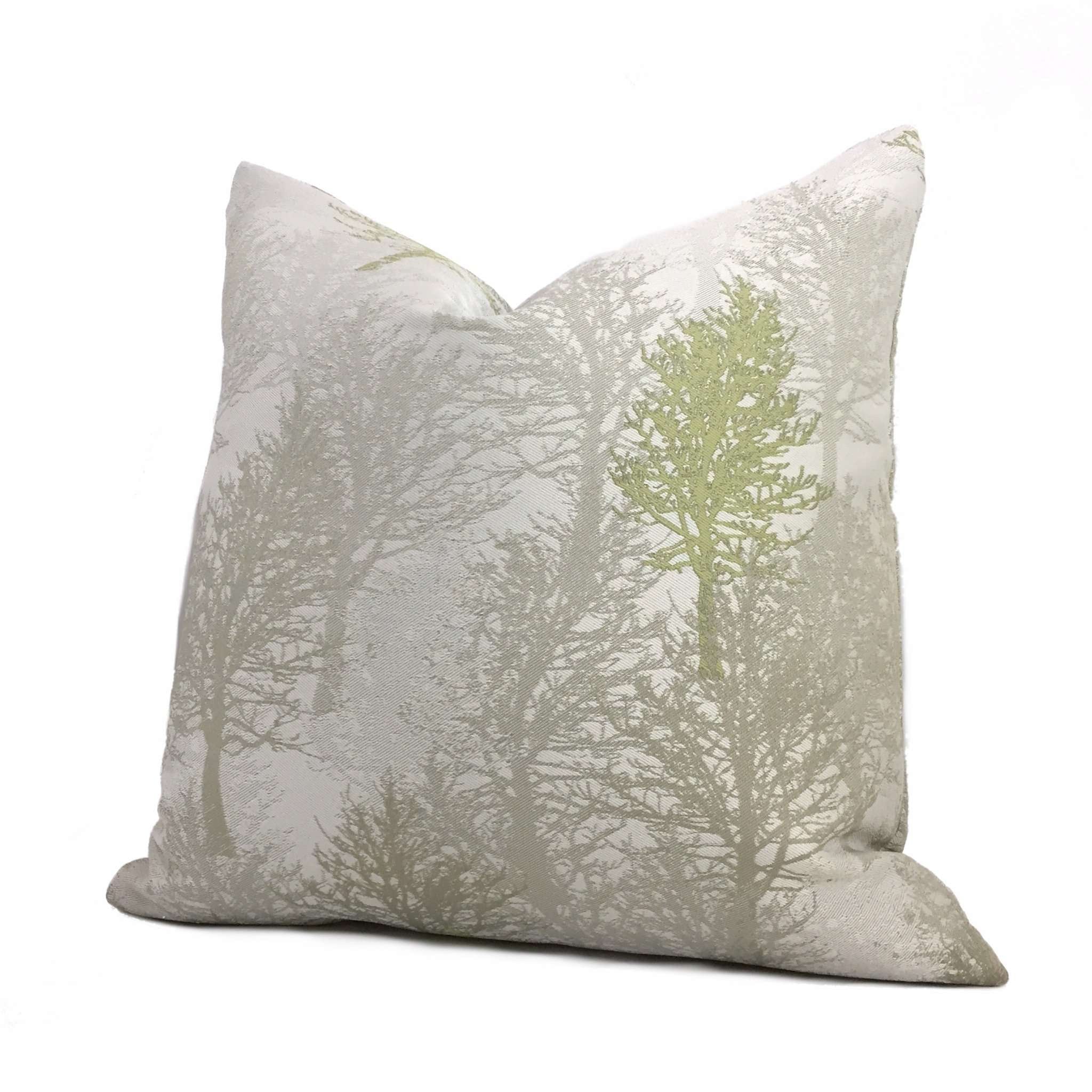 Silvery Gray Green Forest Trees Pillow Cover - Nature Inspired Decorative Throw Pillow Case for Living Room, Bedroom, or Outdoor Patio