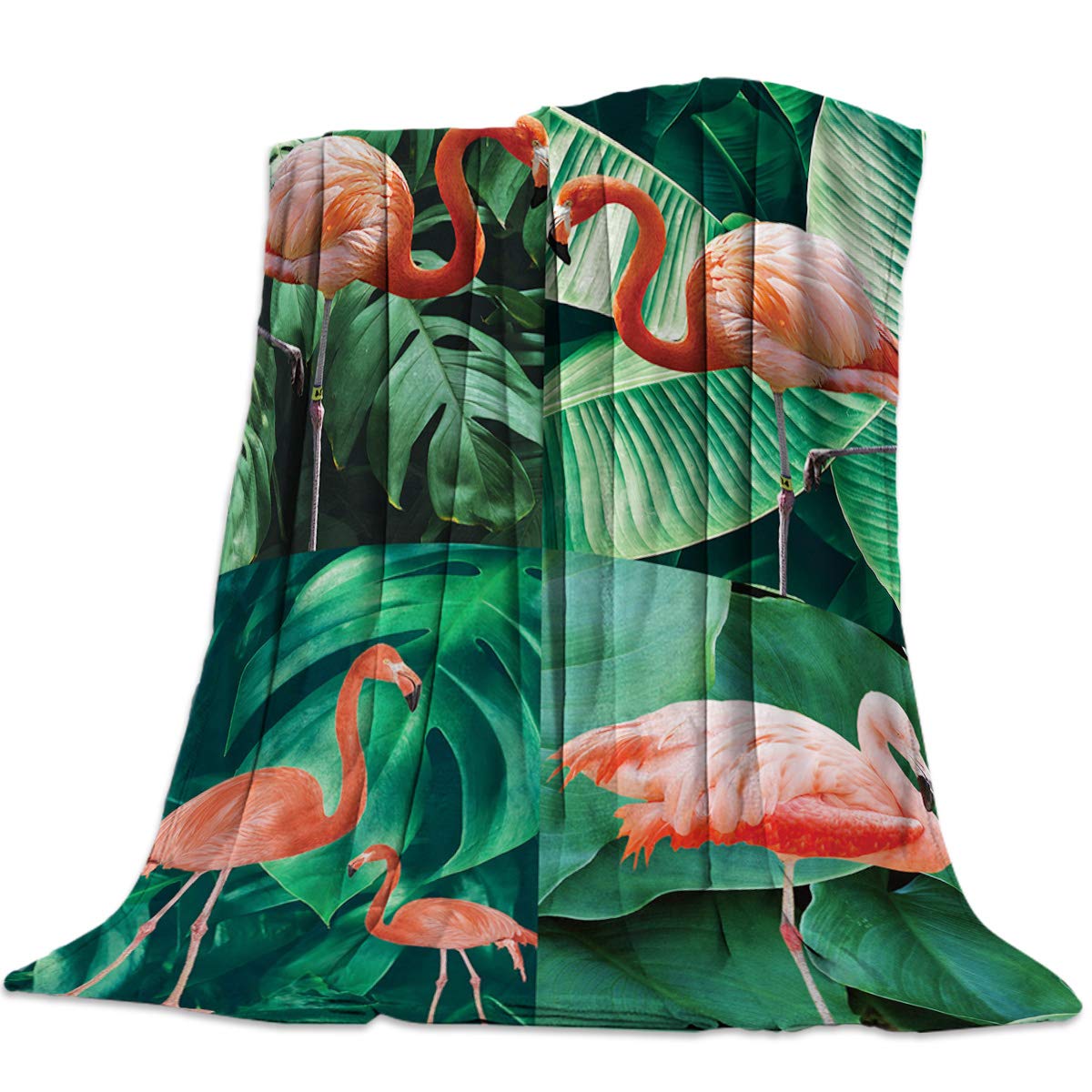 Soft Flannel Fleece Blanket - Lightweight Pink Flamingo & Tropical Leaves Throw - Warm Cozy Blanket for Adults & Kids - Perfect for Bed, Couch, Sofa & Chair - Home Decor & Gift Idea