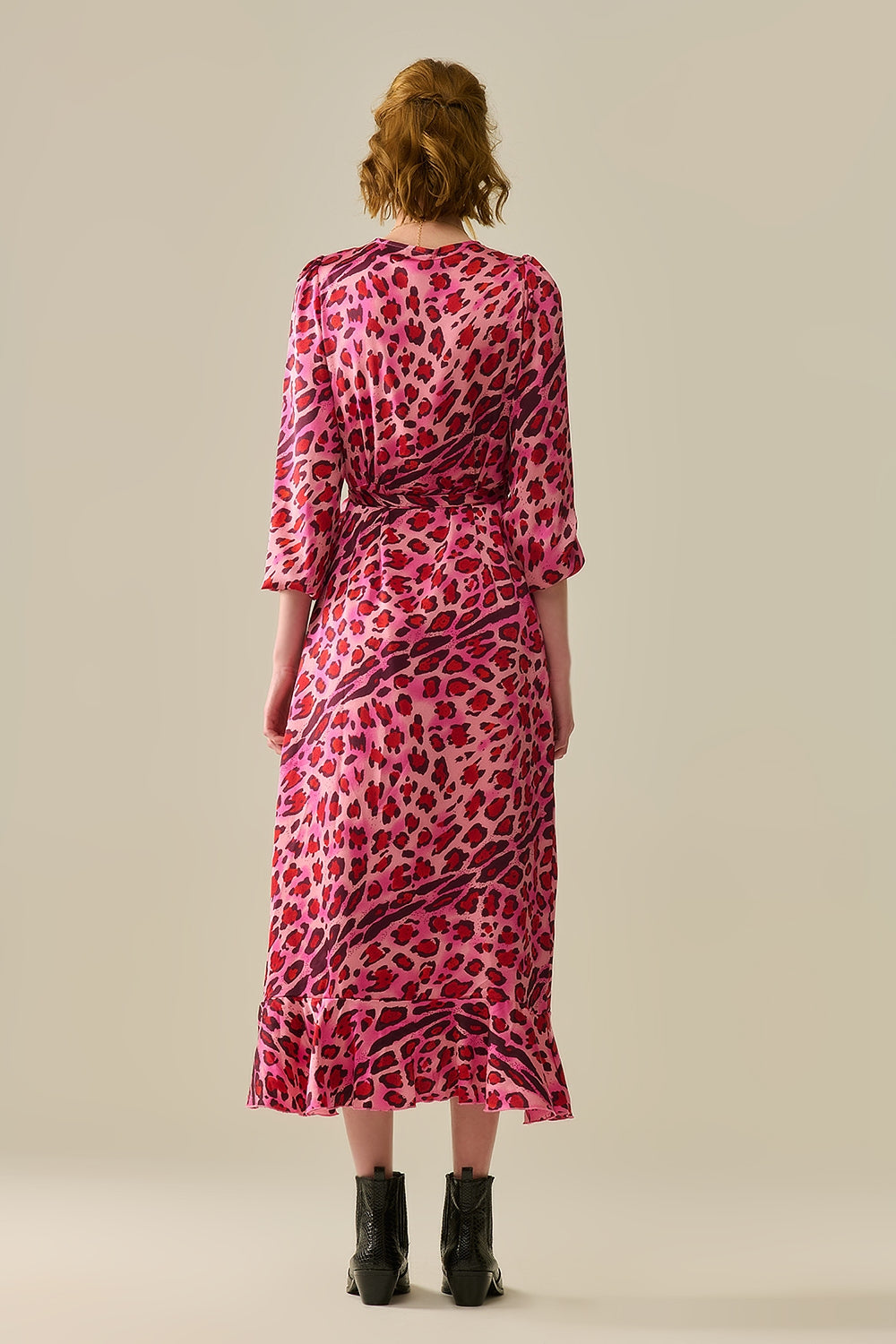 Leopard Print Fuchsia Satin Maxi Robe with Pockets - Elegant Long Kimono Style for Women - Perfect for Lounging, Spa Days, and Beach Cover-Ups