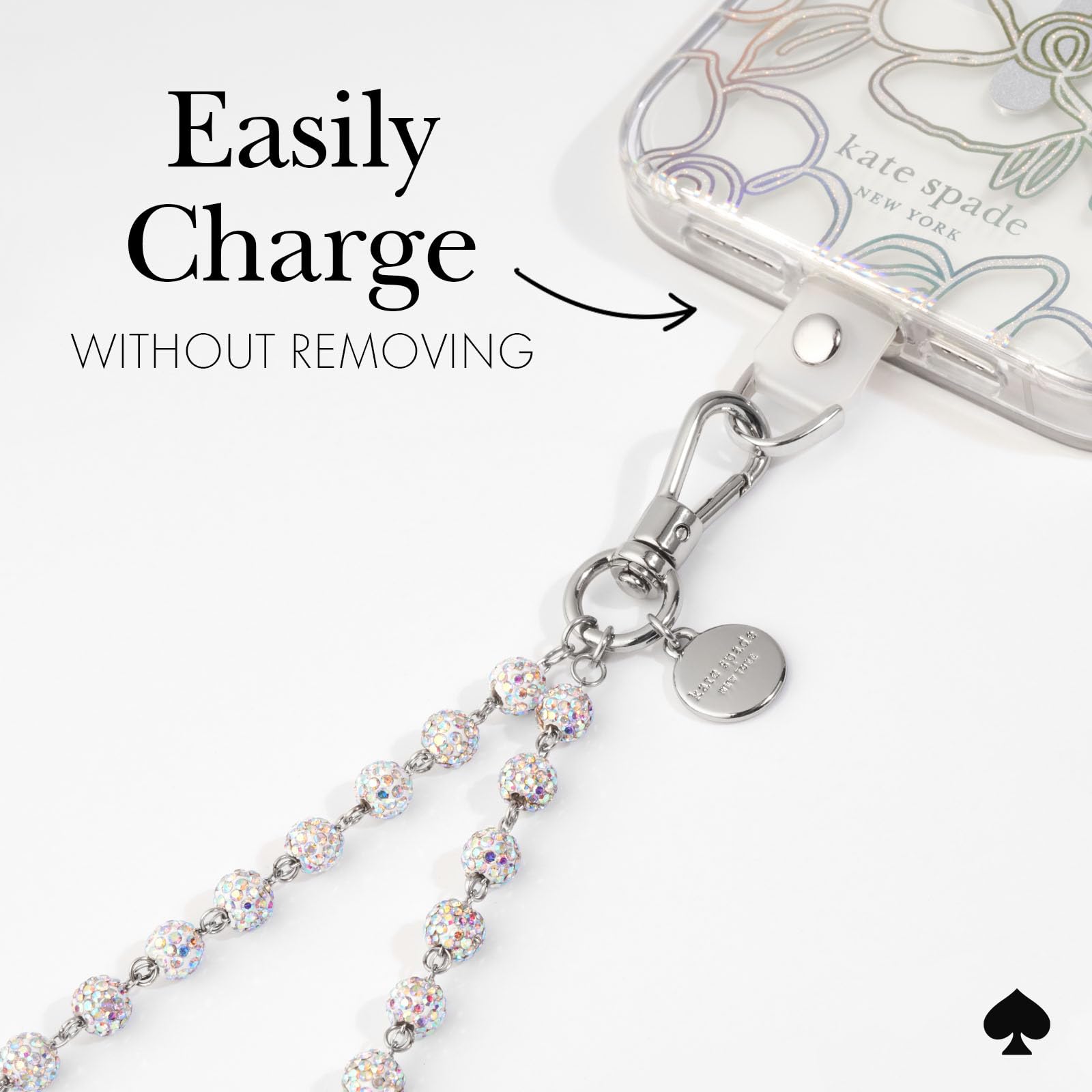 Kate Spade New York Detachable Phone Charm Lanyard - Razzle Dazzle Design for iPhone & Android - Perfect for Work, Travel & Everyday Use
