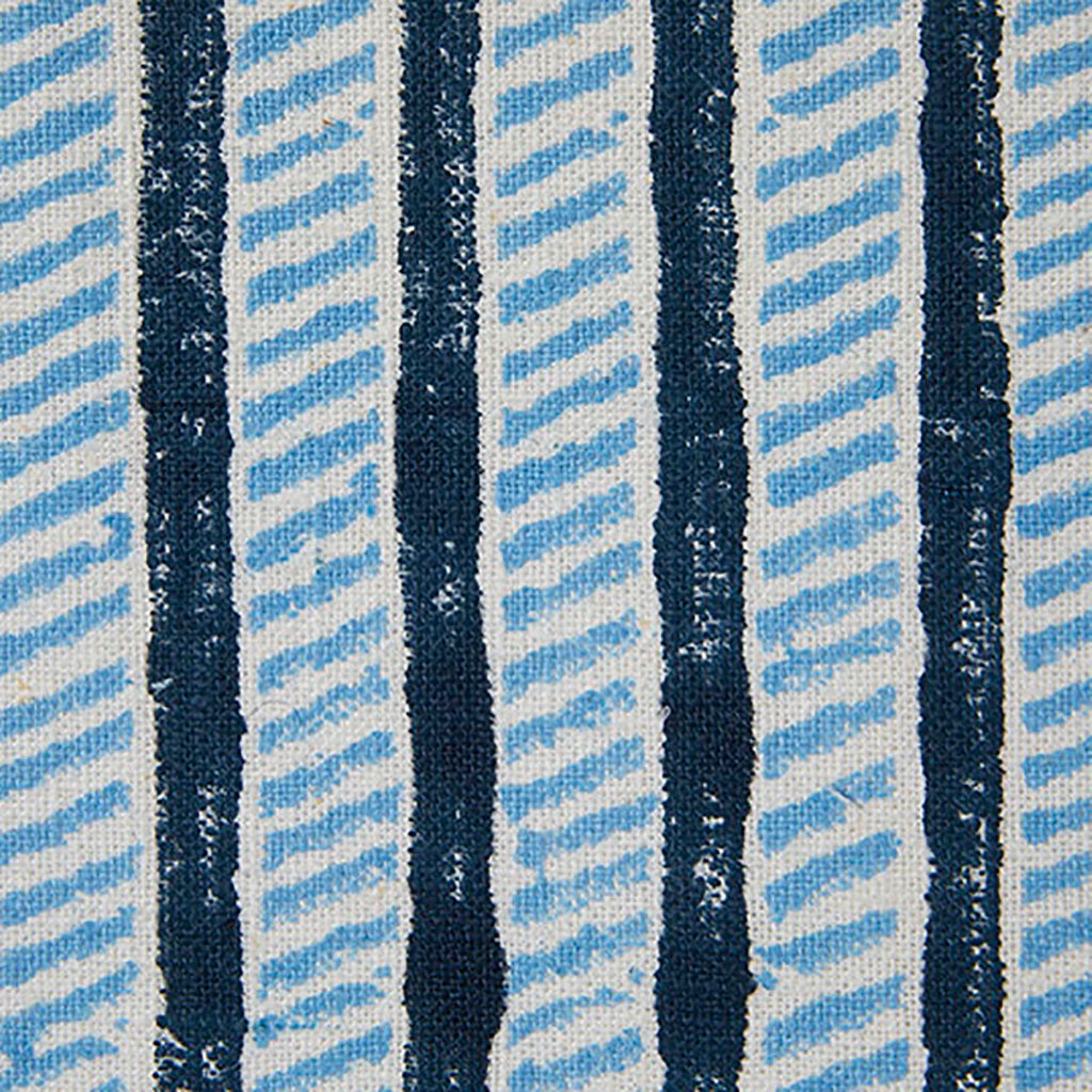 Handmade Garden Path Block Printed Fabric - Linen Cotton Blend in Midnight Blue & Sky Blue - Perfect for DIY Home Decor, Quilting & Upholstery Projects