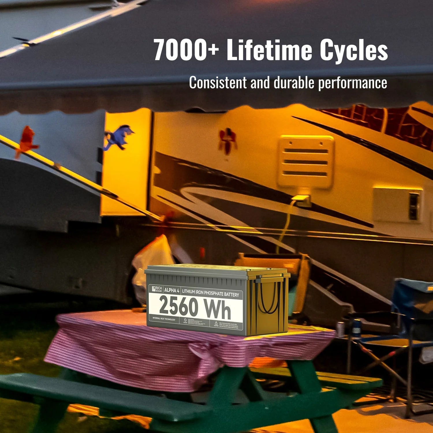 Rich Solar ALPHA 4 24V 100Ah LiFePO4 Lithium Battery with Built-in Heating & Bluetooth - Perfect for Solar Power Systems, RVs, Marine Applications, and Off-Grid Energy Storage